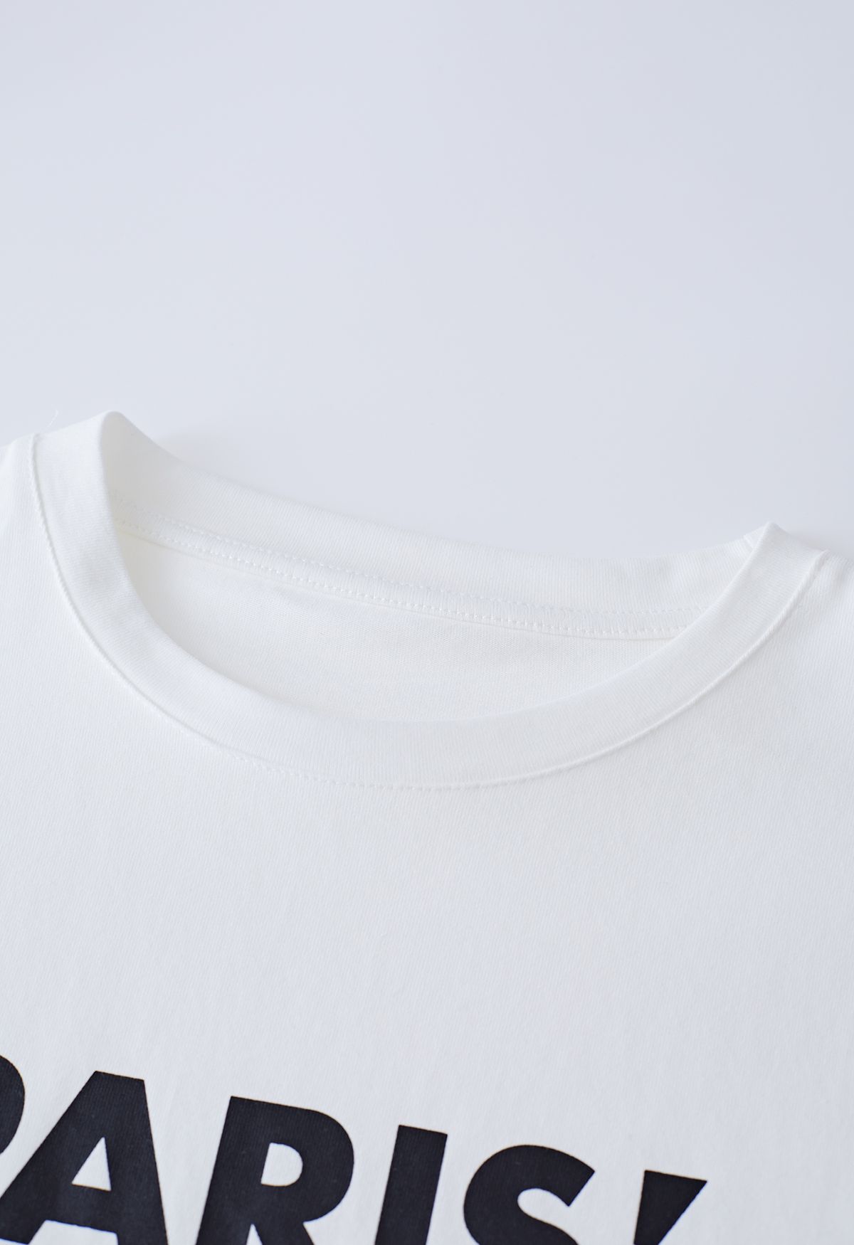 Paris Print Round Neck T-Shirt in White