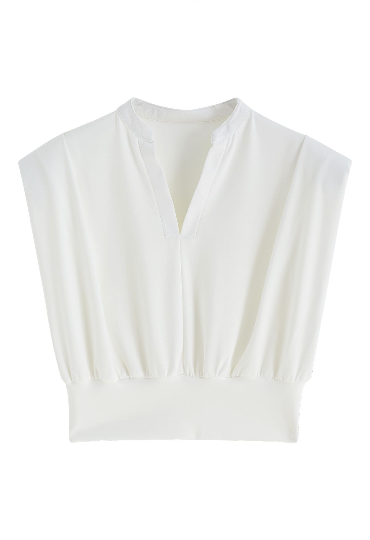 Padded Shoulder V-Neck Sleeveless Top in White - Retro, Indie and ...