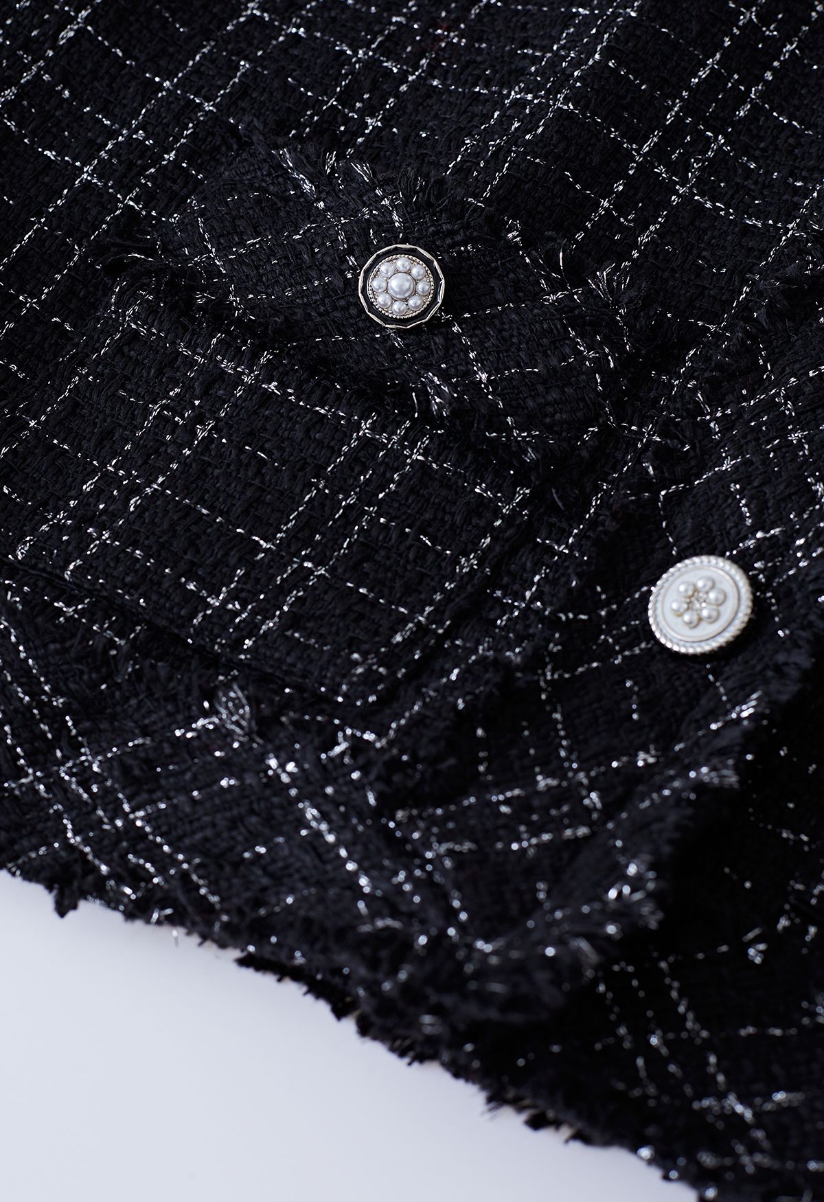 Nobby Collarless Grid Tweed Jacket in Black - Retro, Indie and Unique ...