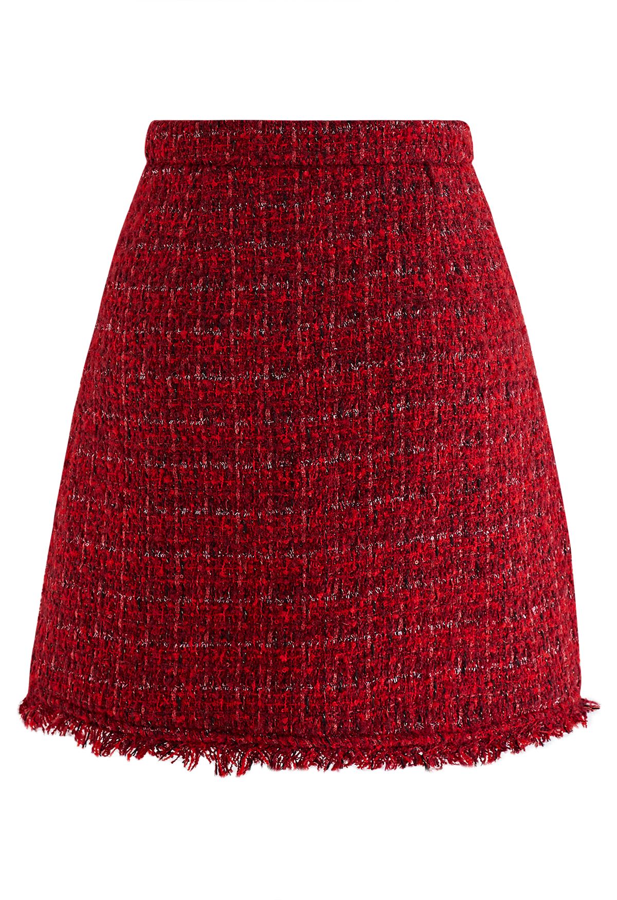 Grid Tweed Mini Bud Skirt in Red - Retro, Indie and Unique Fashion
