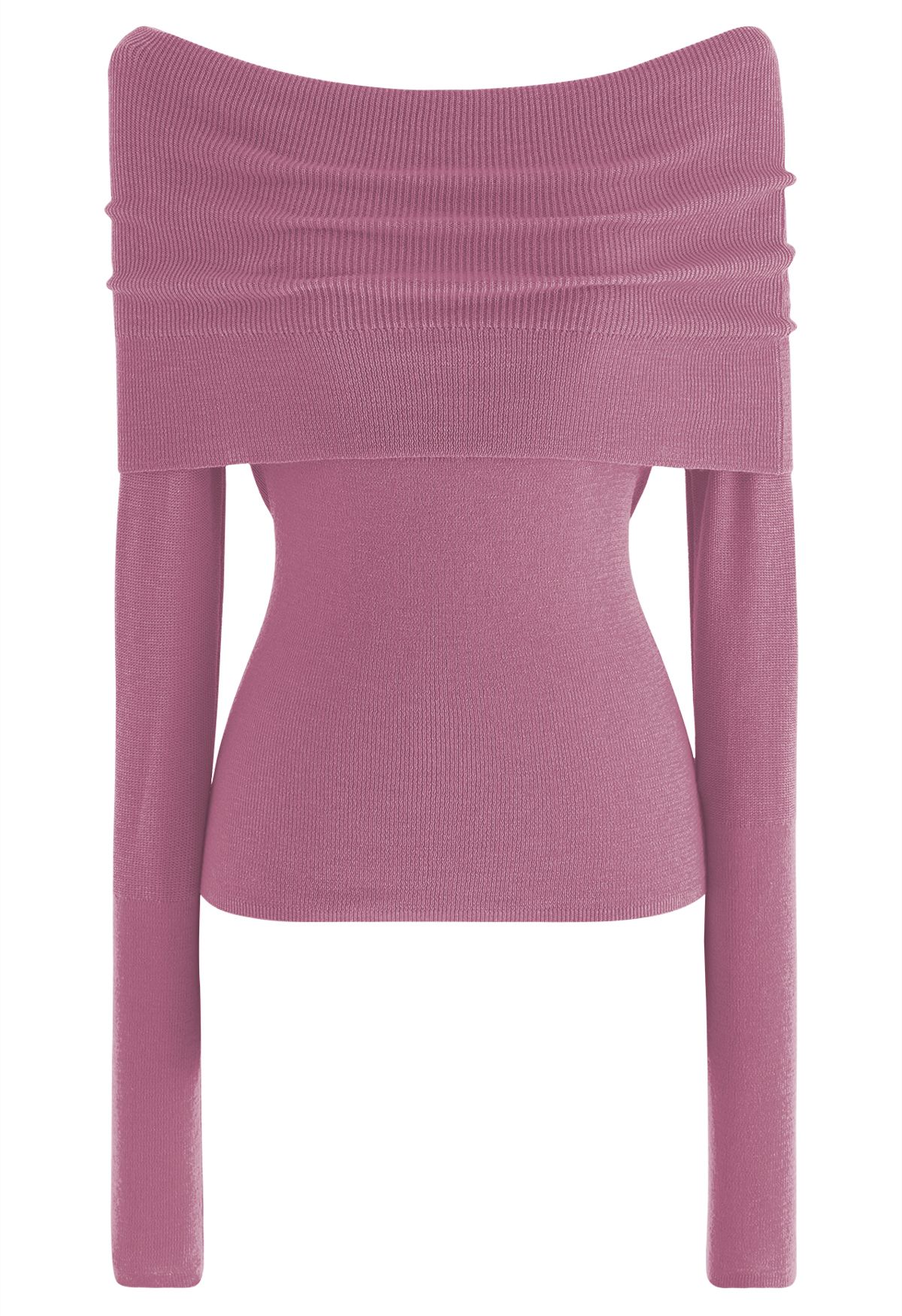 Fold Over Off-Shoulder Knit Top in Pink - Retro, Indie and Unique Fashion