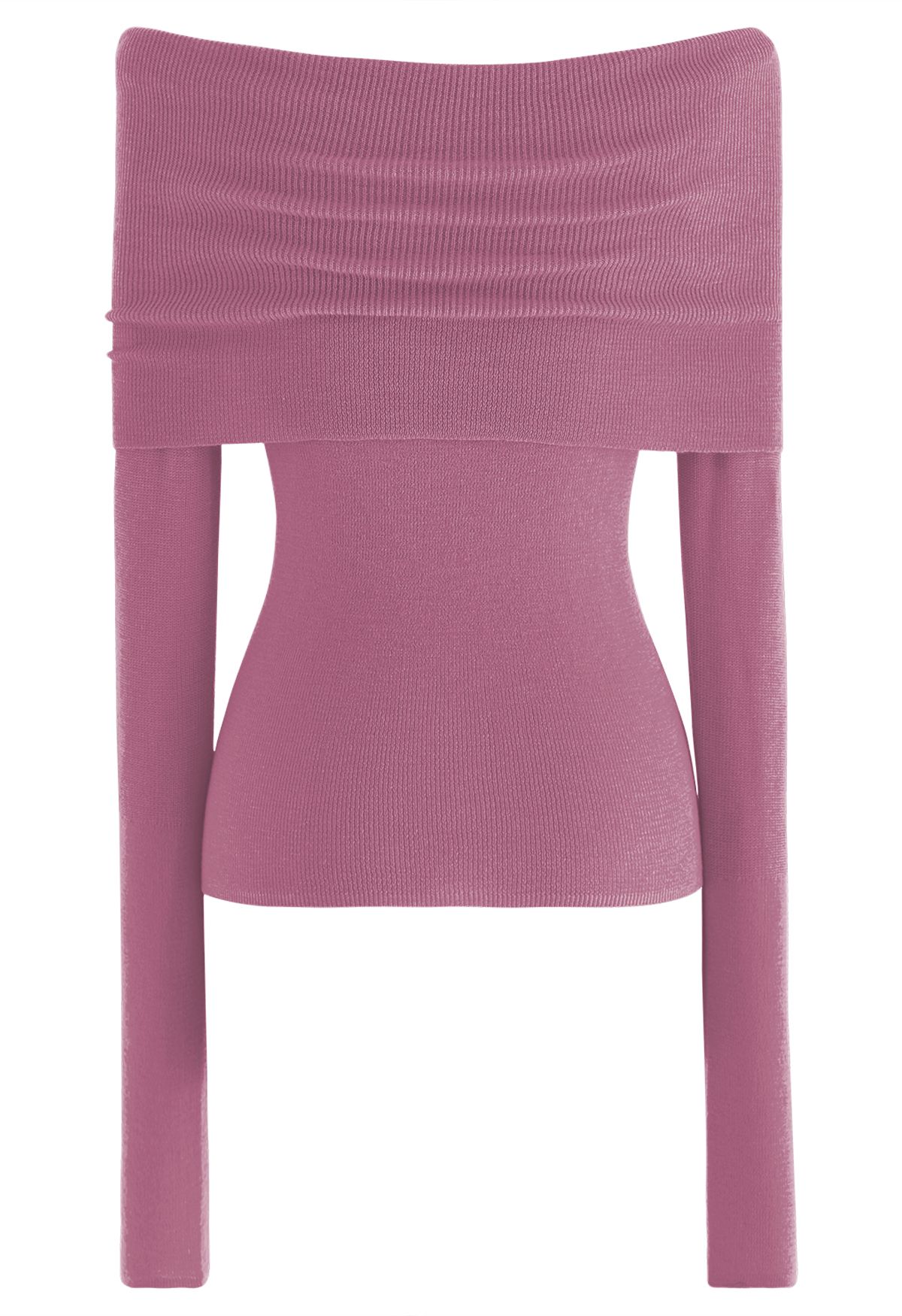 Fold Over Off-Shoulder Knit Top in Pink