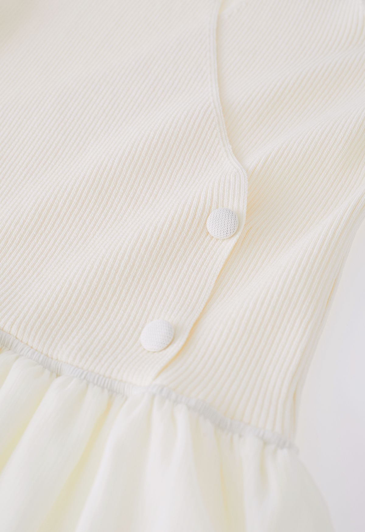 Knit Spliced Halter Neck Sheer Midi Dress in Cream