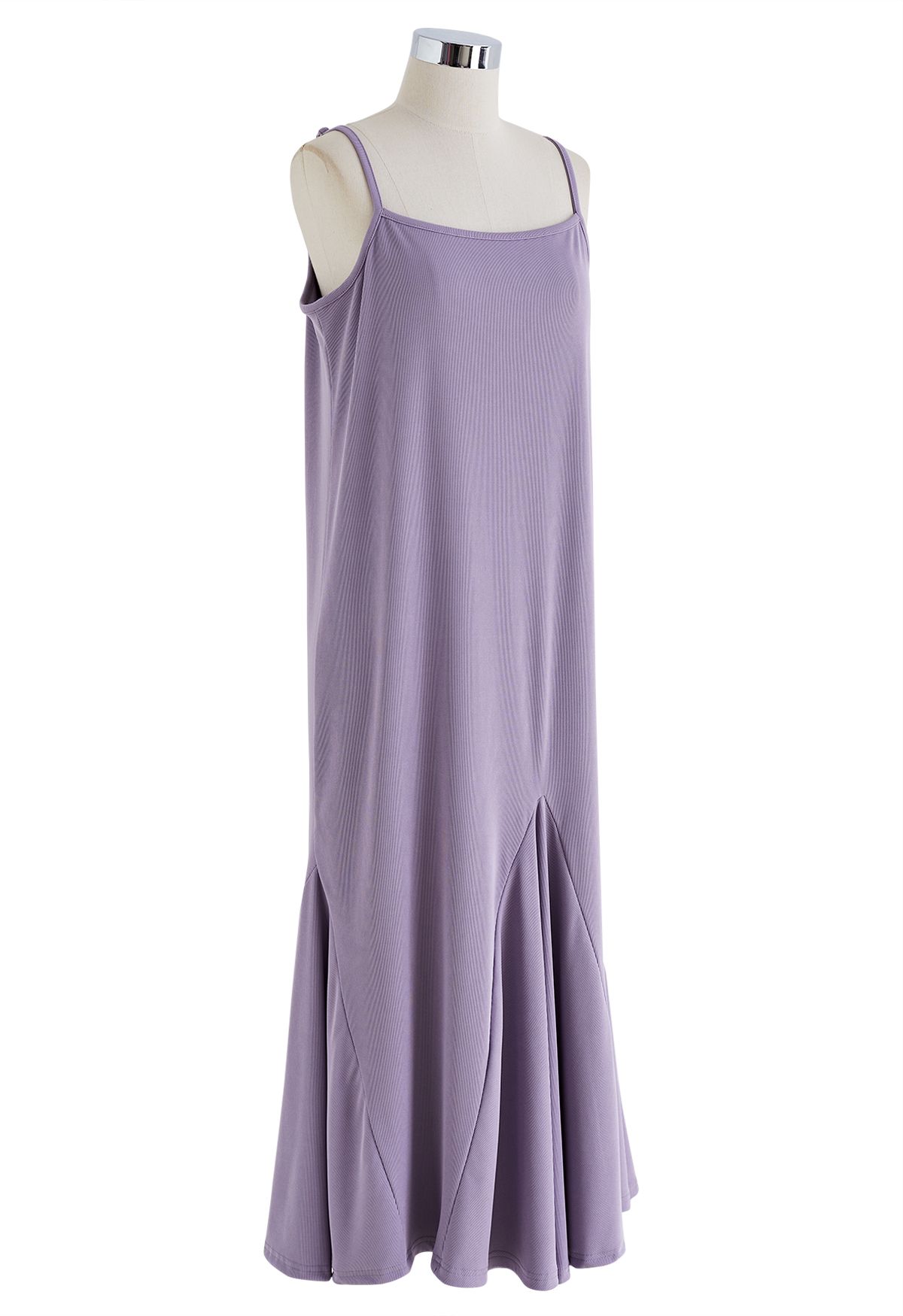Plain Color Frilling Hem Cami Dress in Lilac