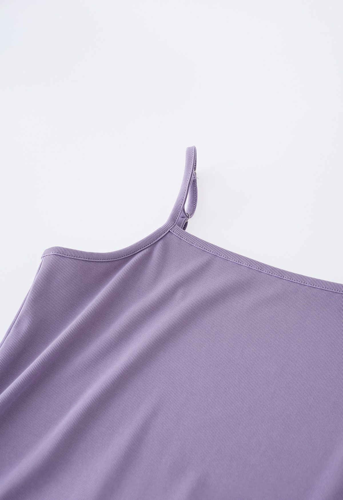Plain Color Frilling Hem Cami Dress in Lilac