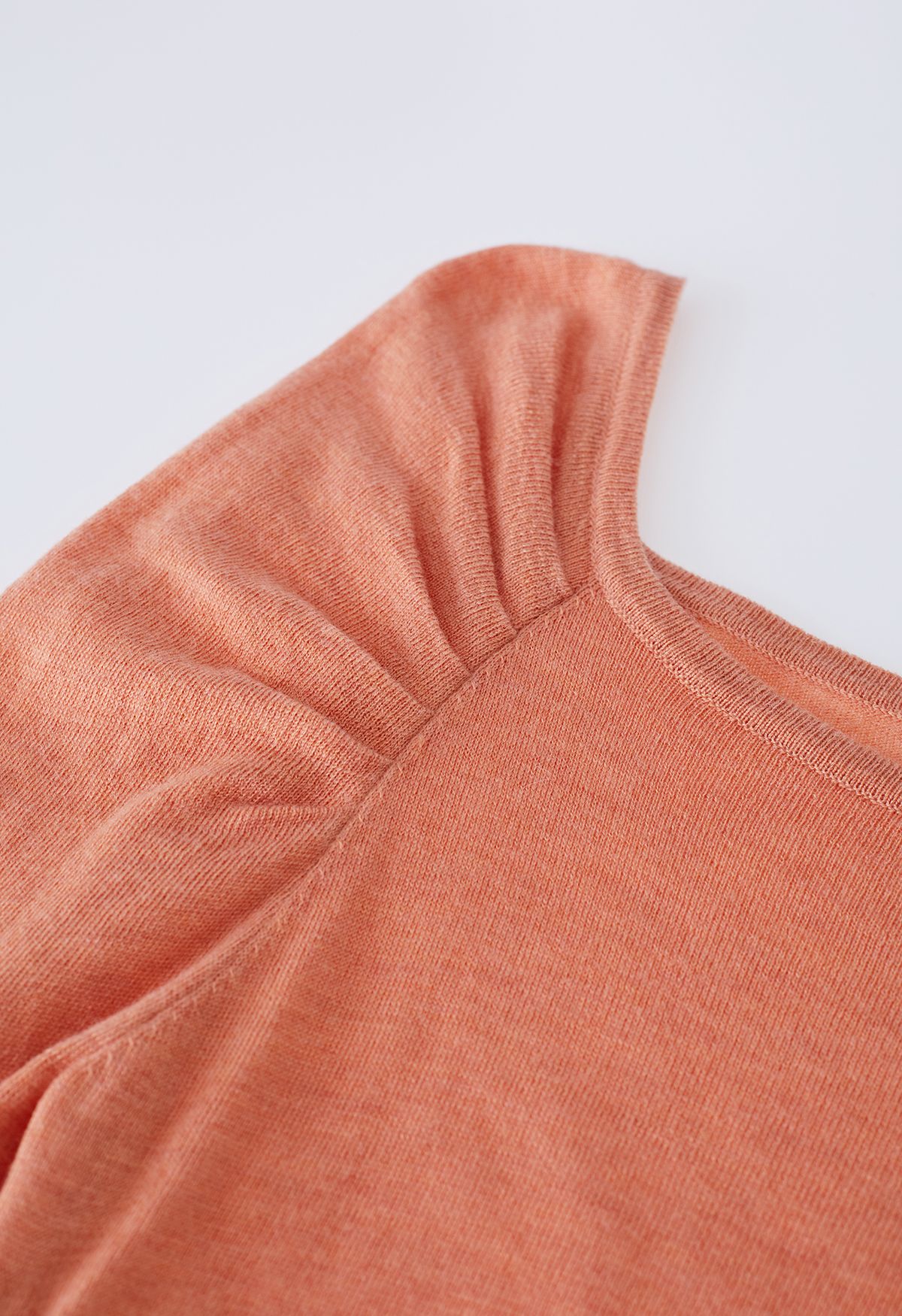 Square Neck Side Drawstring Top in Coral