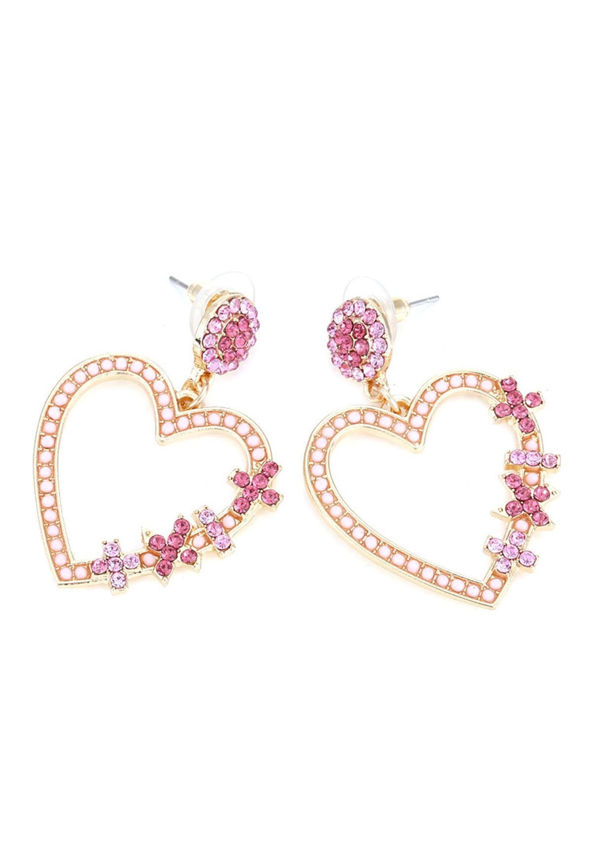 Pink Diamond Heart Hook Earrings - Retro, Indie and Unique Fashion
