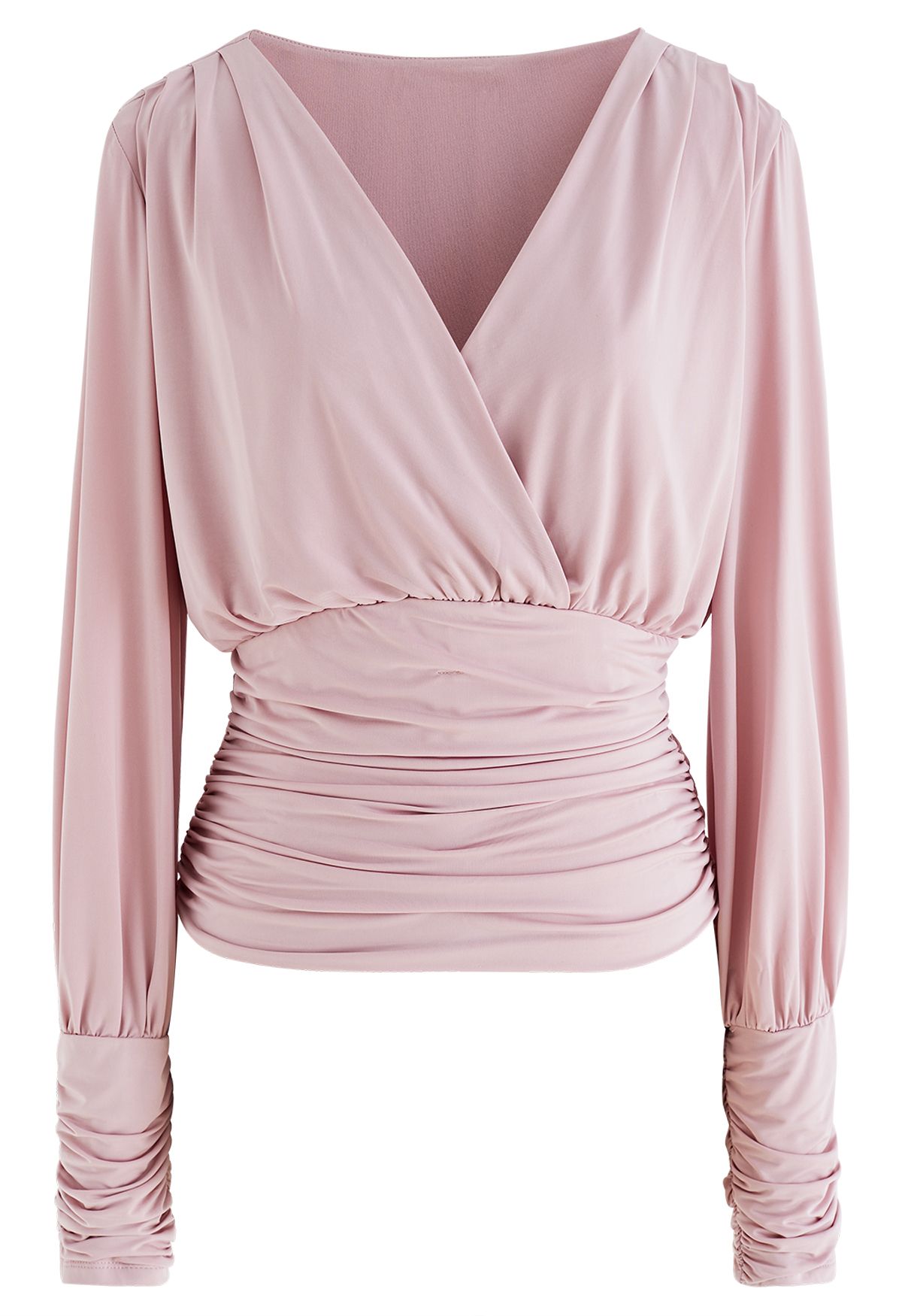 Tender Ruched Detail Faux Wrap Top