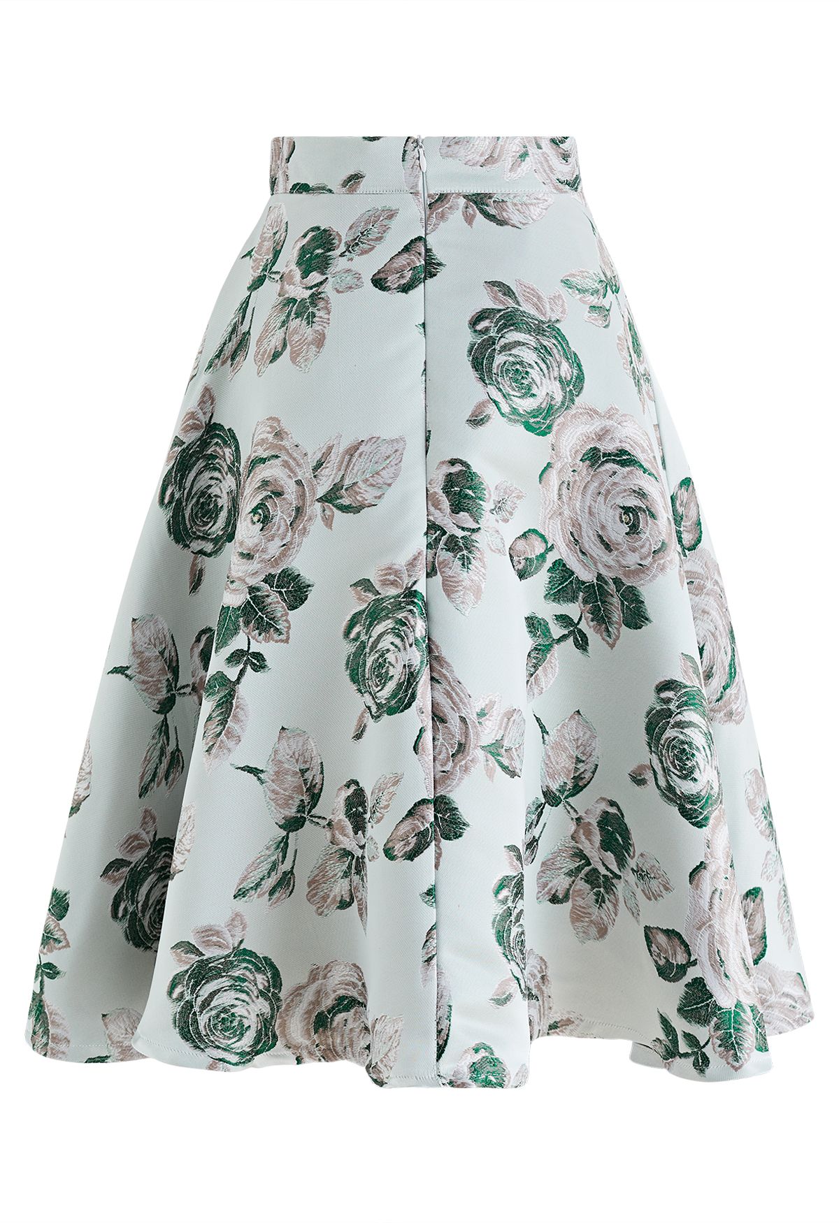 Cappuccino Rose Jacquard A-Line Skirt - Retro, Indie and Unique Fashion