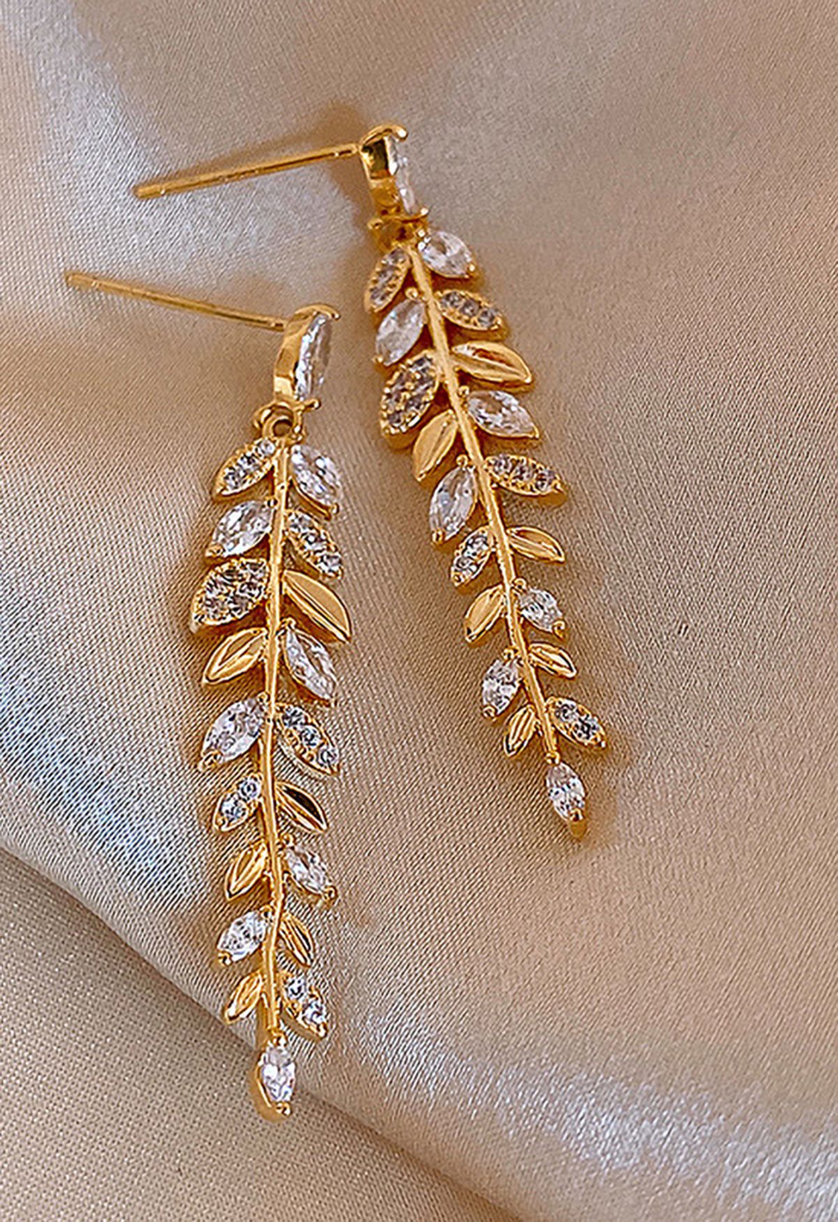 Golden Wheat Rhinestone Drop Earrings