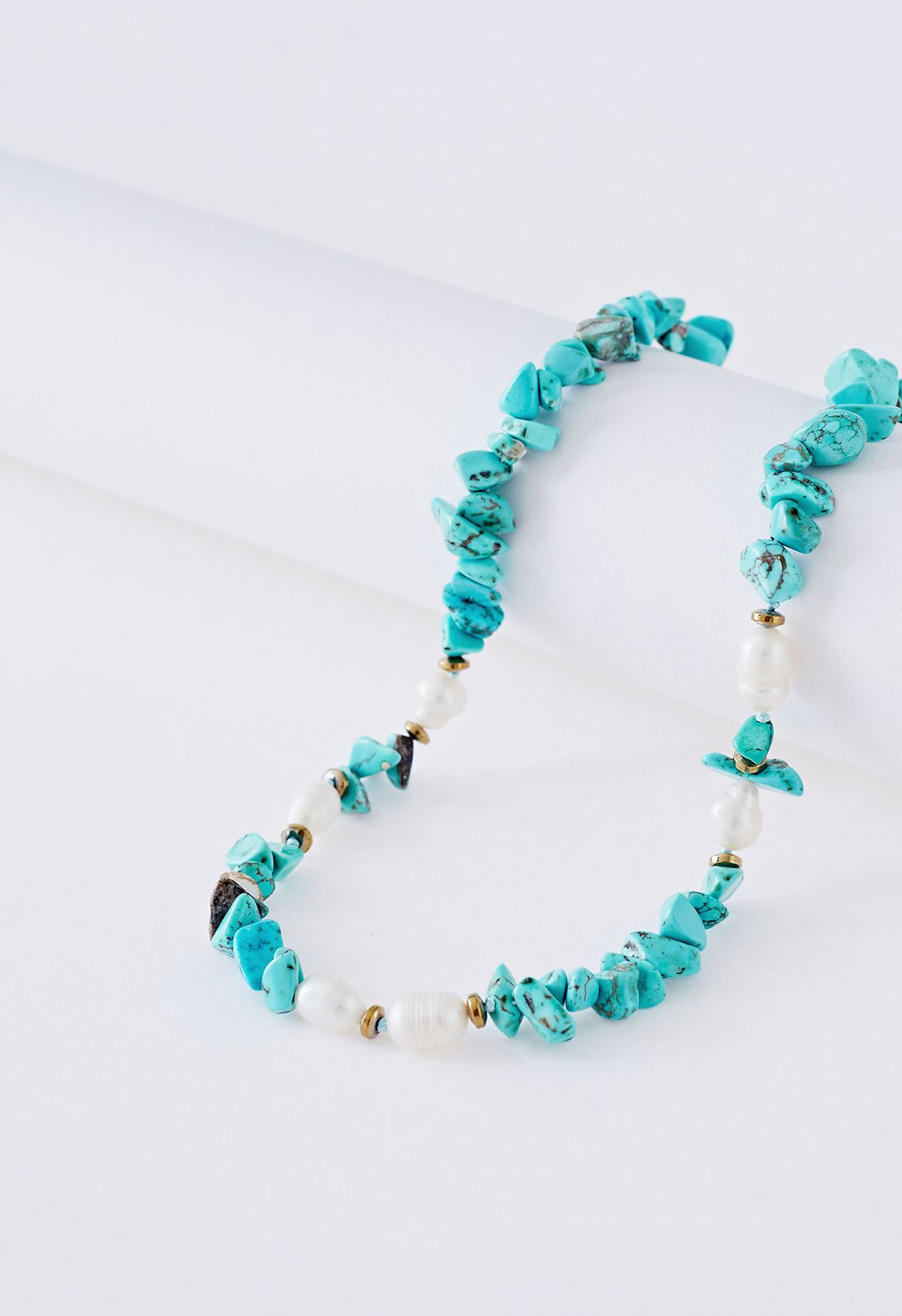 Turquoise Stone Spliced Pearl Necklace