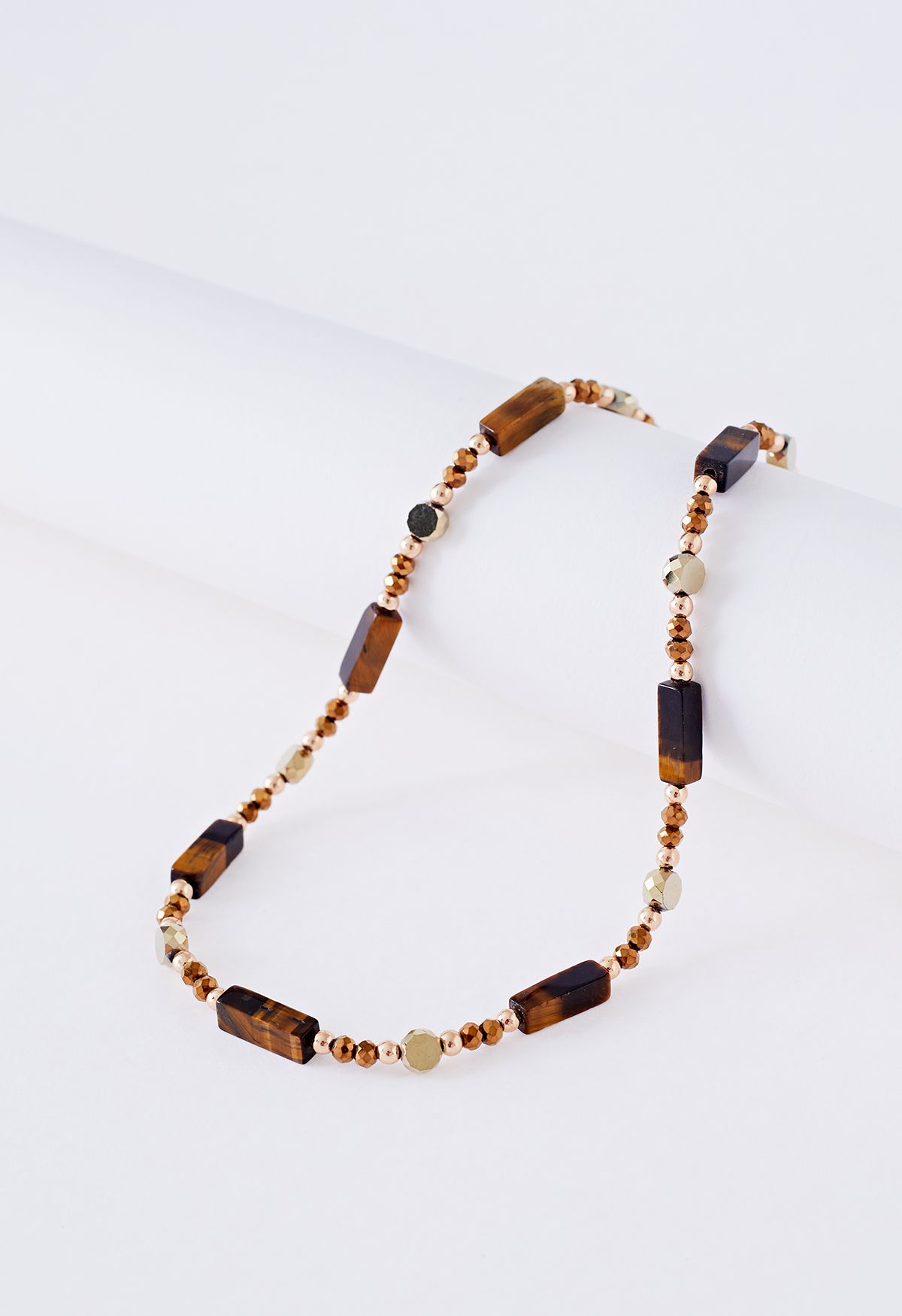 Natural Tiger's Eye Spliced Beaded Necklace