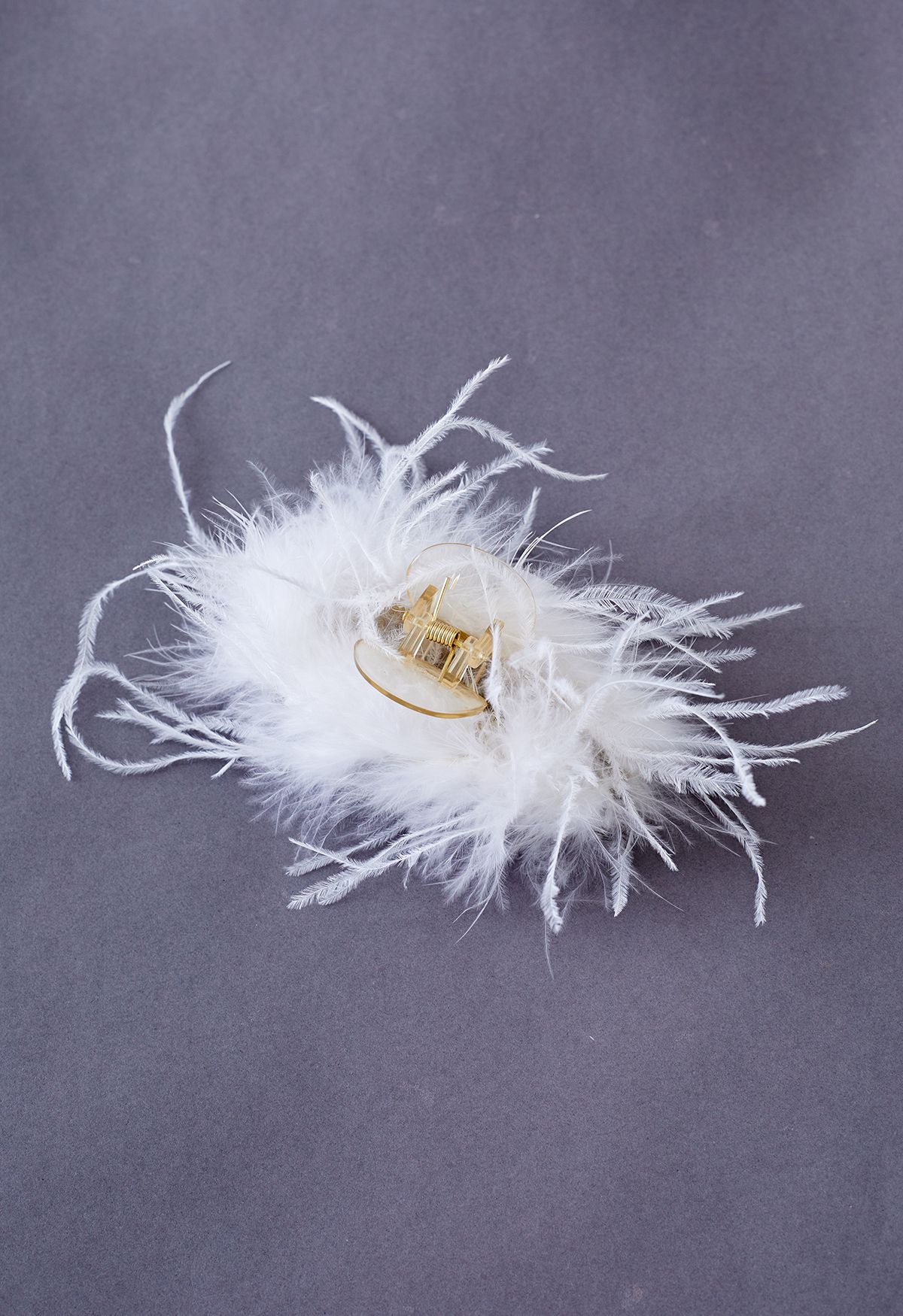 Airy Feather Hair Clip in White