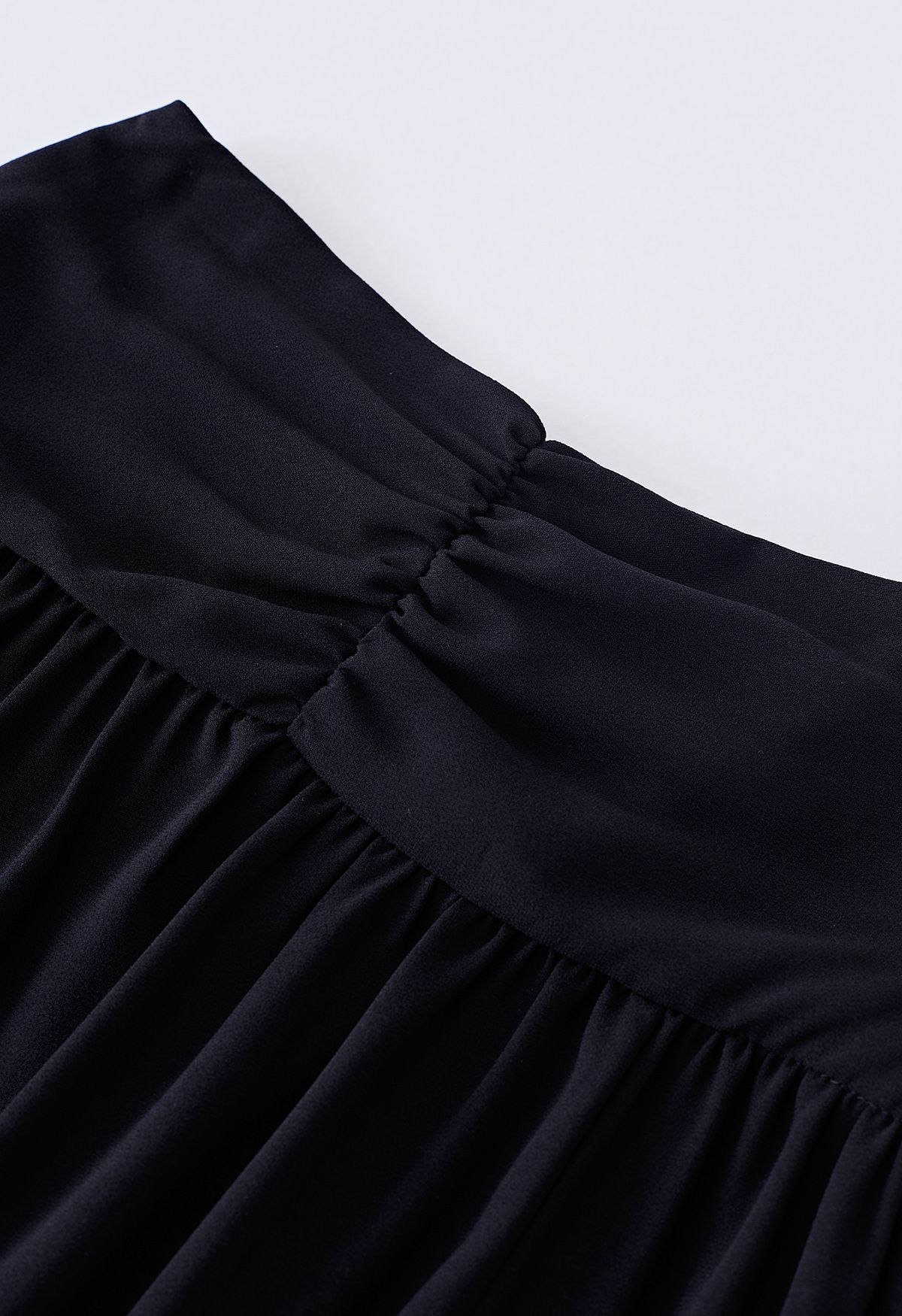 Ruched Waist Slit Maxi Skirt in Black - Retro, Indie and Unique Fashion