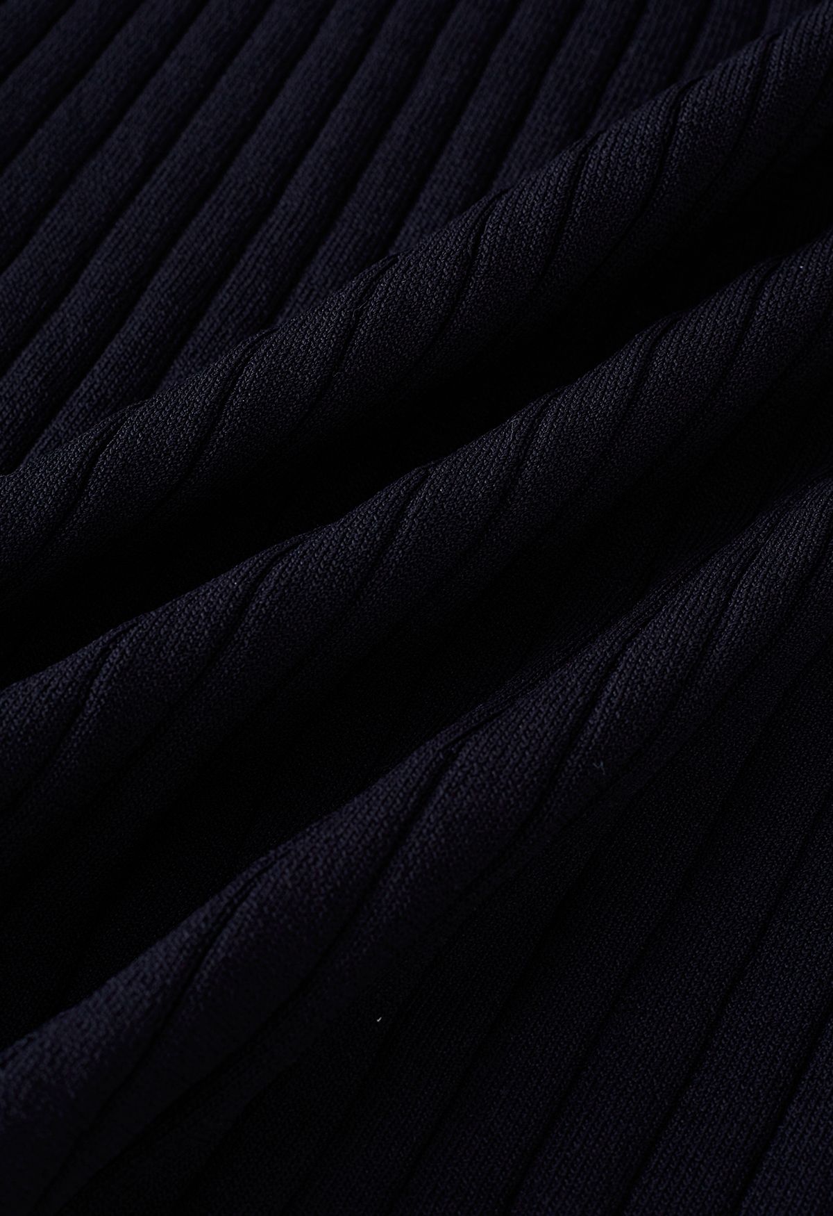 V-Neck Short Sleeve Ribbed Knit Dress in Black