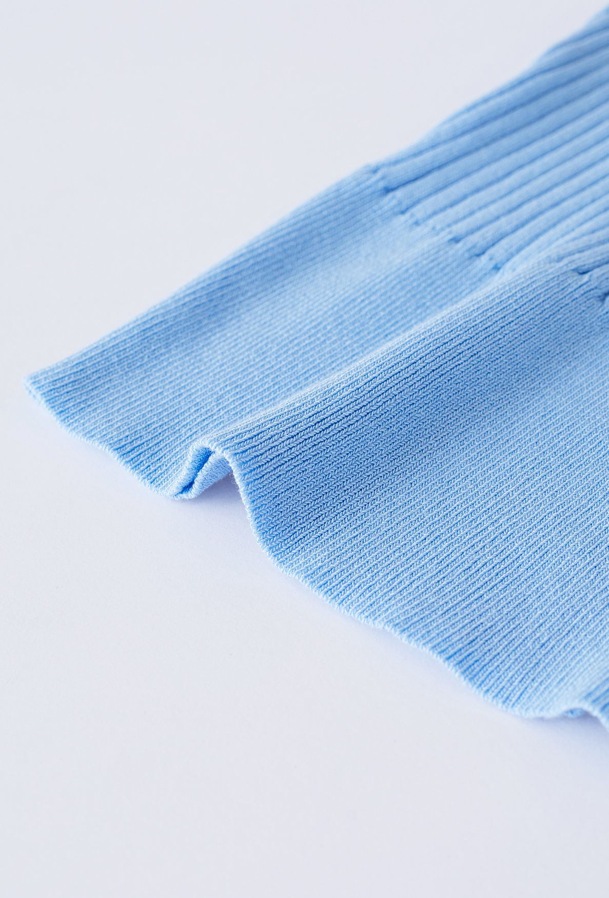 Knot Halter Neck Knit Crop Top in Blue