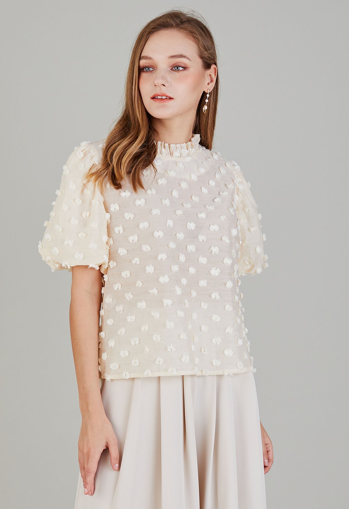 Dolly White Ruffle Mesh Top – Beginning Boutique US