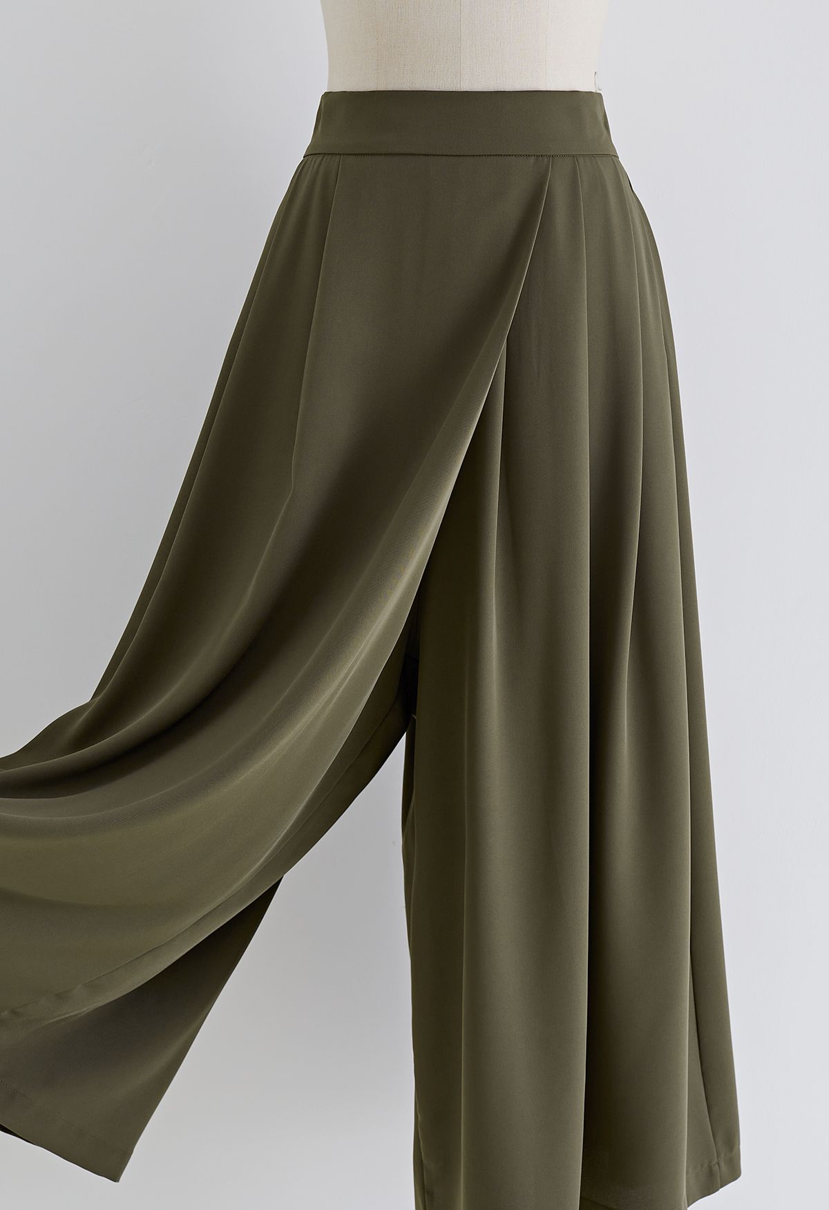 GAP Womens Pleated Wide Leg Pants Olive Green 6 at  Women's