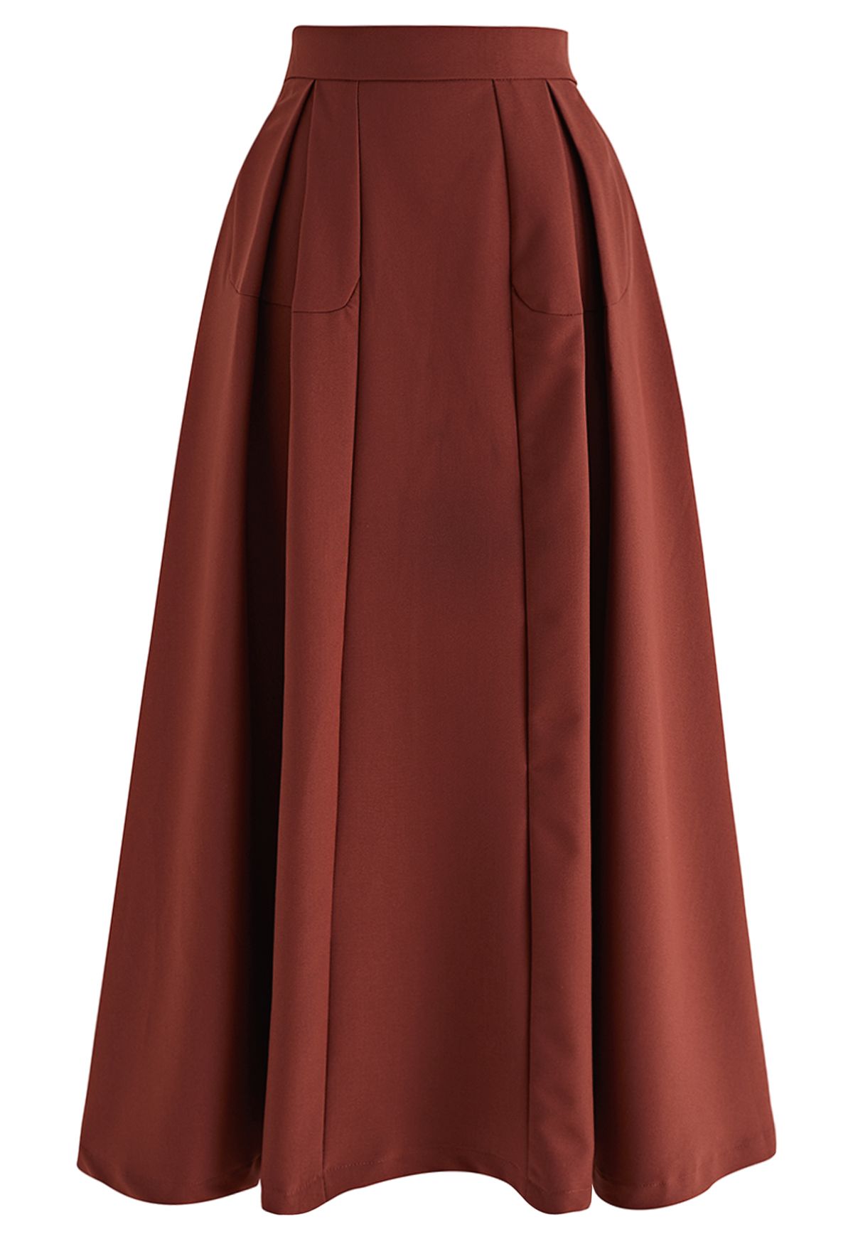 Penelope noot Tegen Seam Detailing Pleated A-Line Skirt in Rust Red - Retro, Indie and Unique  Fashion