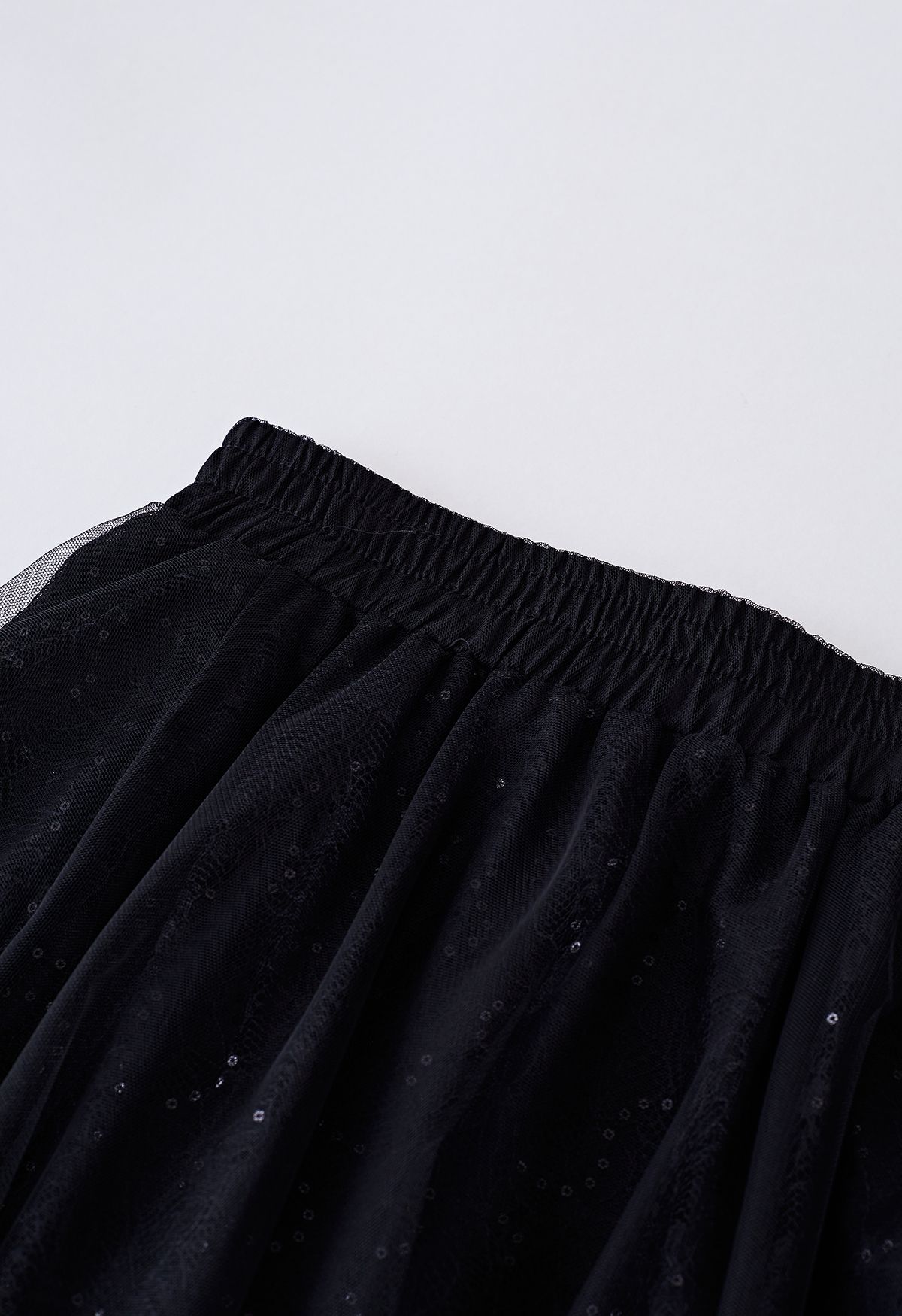 Sequined Floral Lace Mesh Tulle Skirt in Black - Retro, Indie and ...