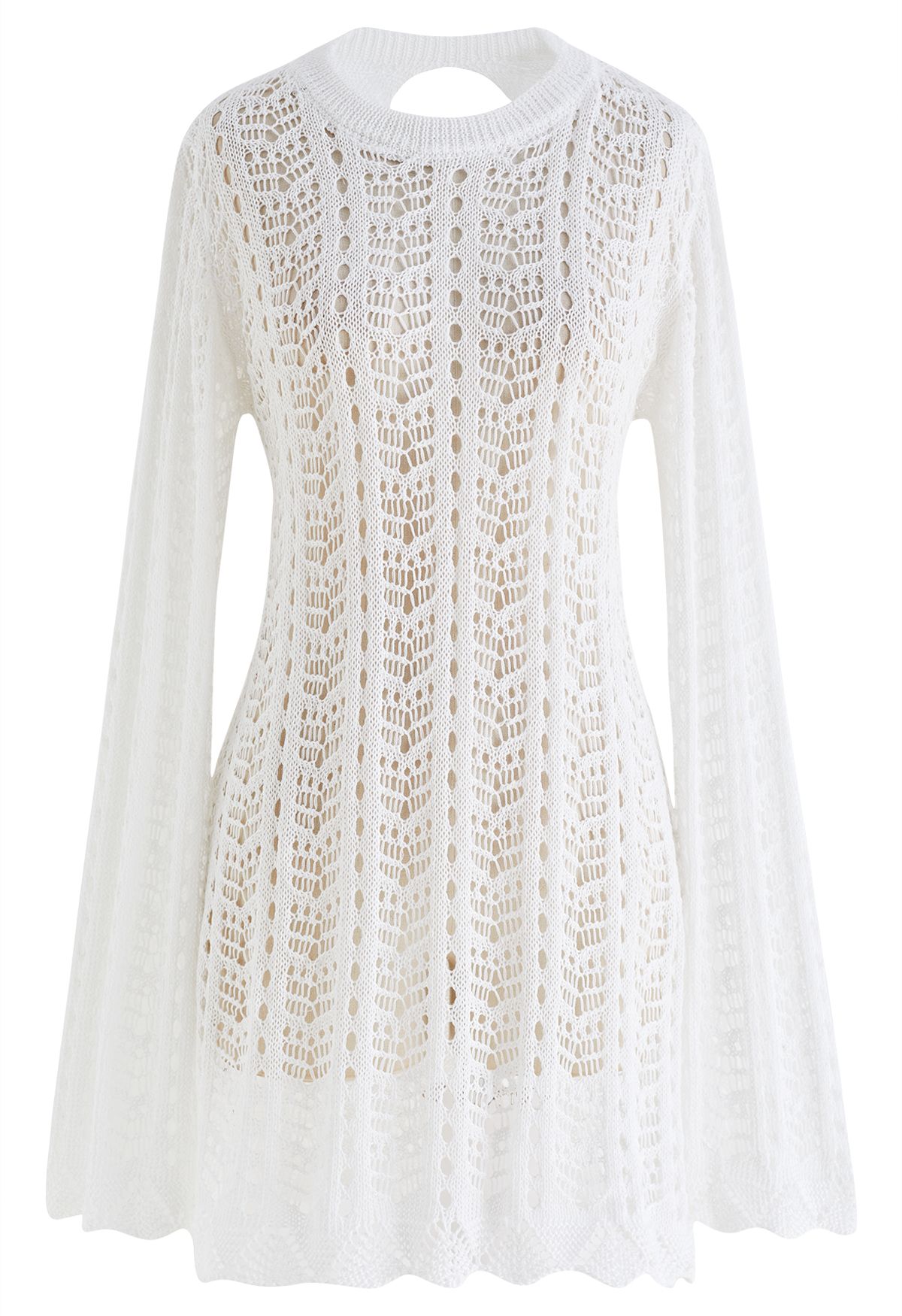 Open Back Hollow Out Knit Cover Up in White - Retro, Indie and Unique ...