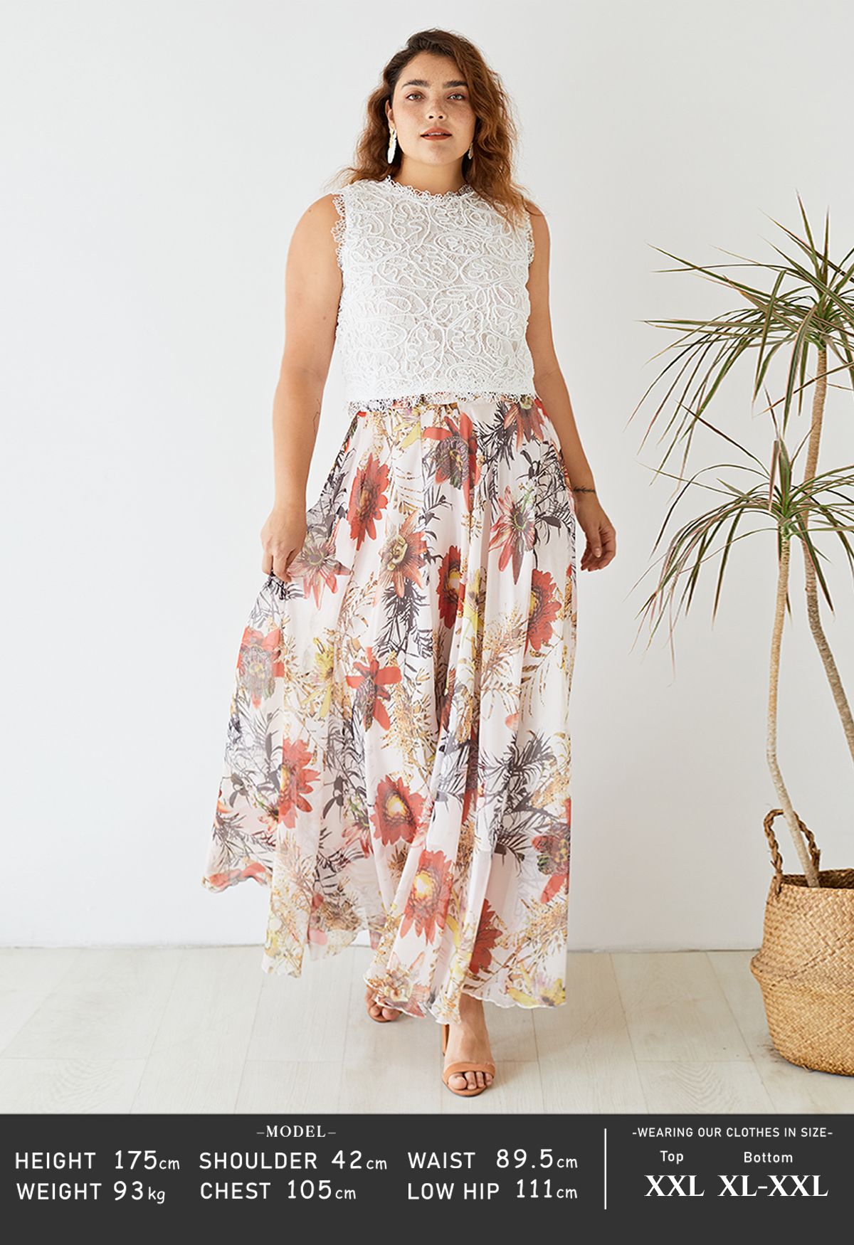 Red Floral Blossom Maxi Skirt 