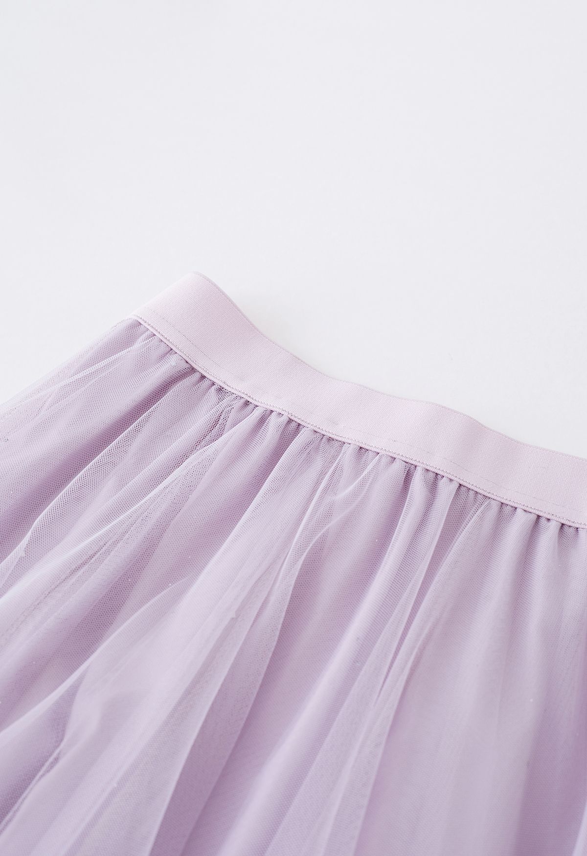 Venus Glitter Mesh Tulle Midi Skirt in Lavender