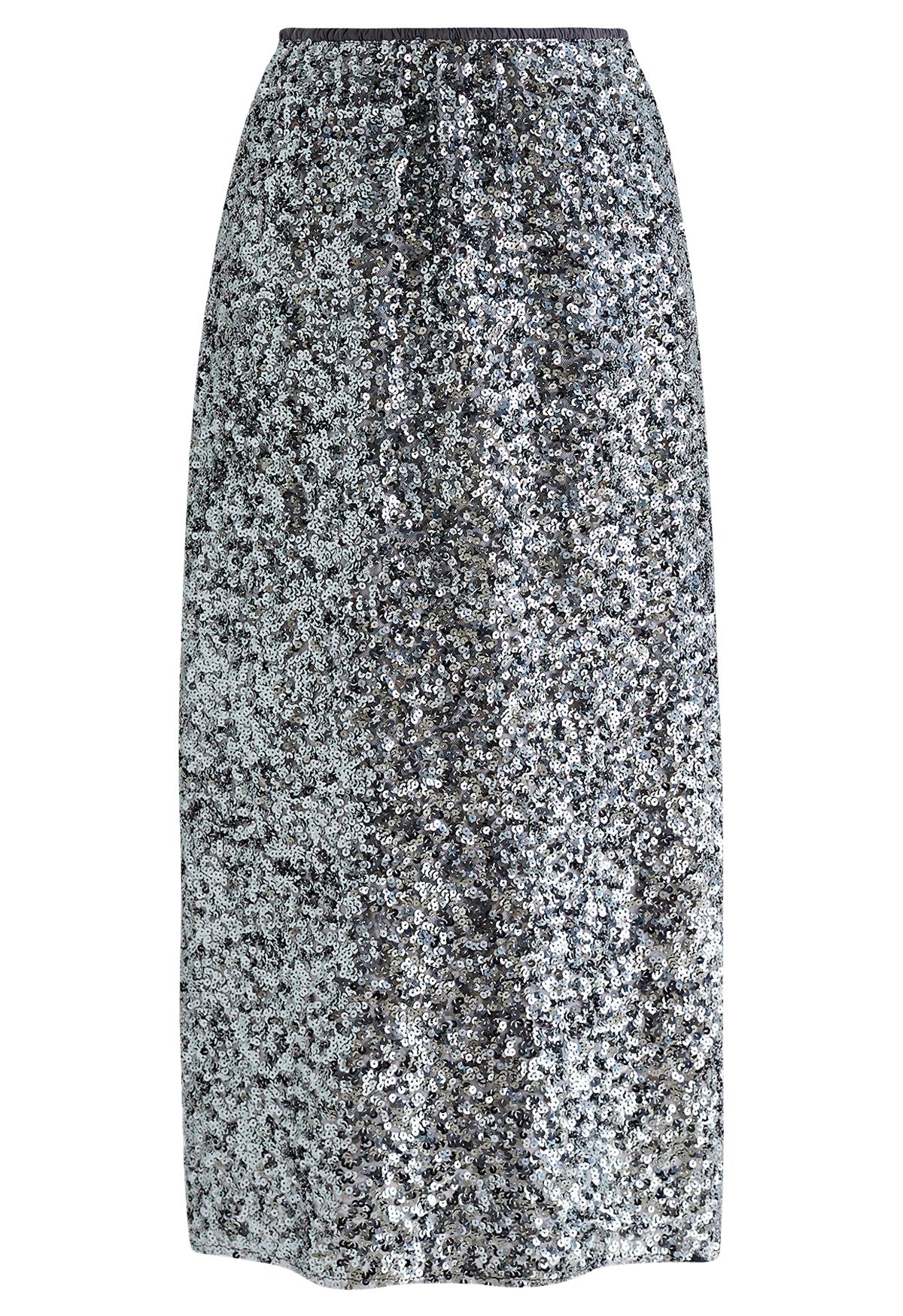 Iridescent Sequin Embellished Pencil Skirt in Silver - Retro, Indie and ...