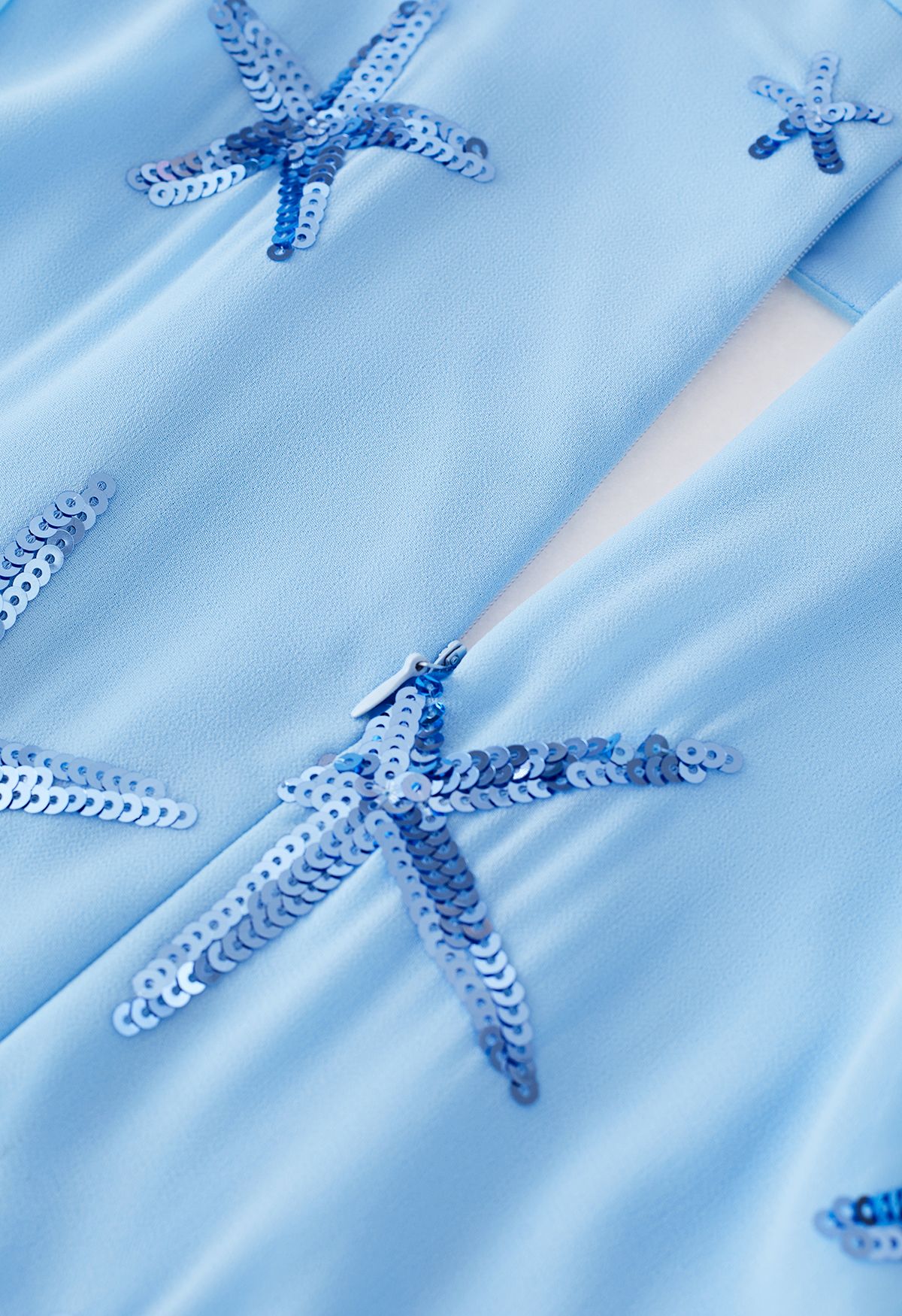 Stars Sequin-Embellished Front Slip Maxi Dress in Blue