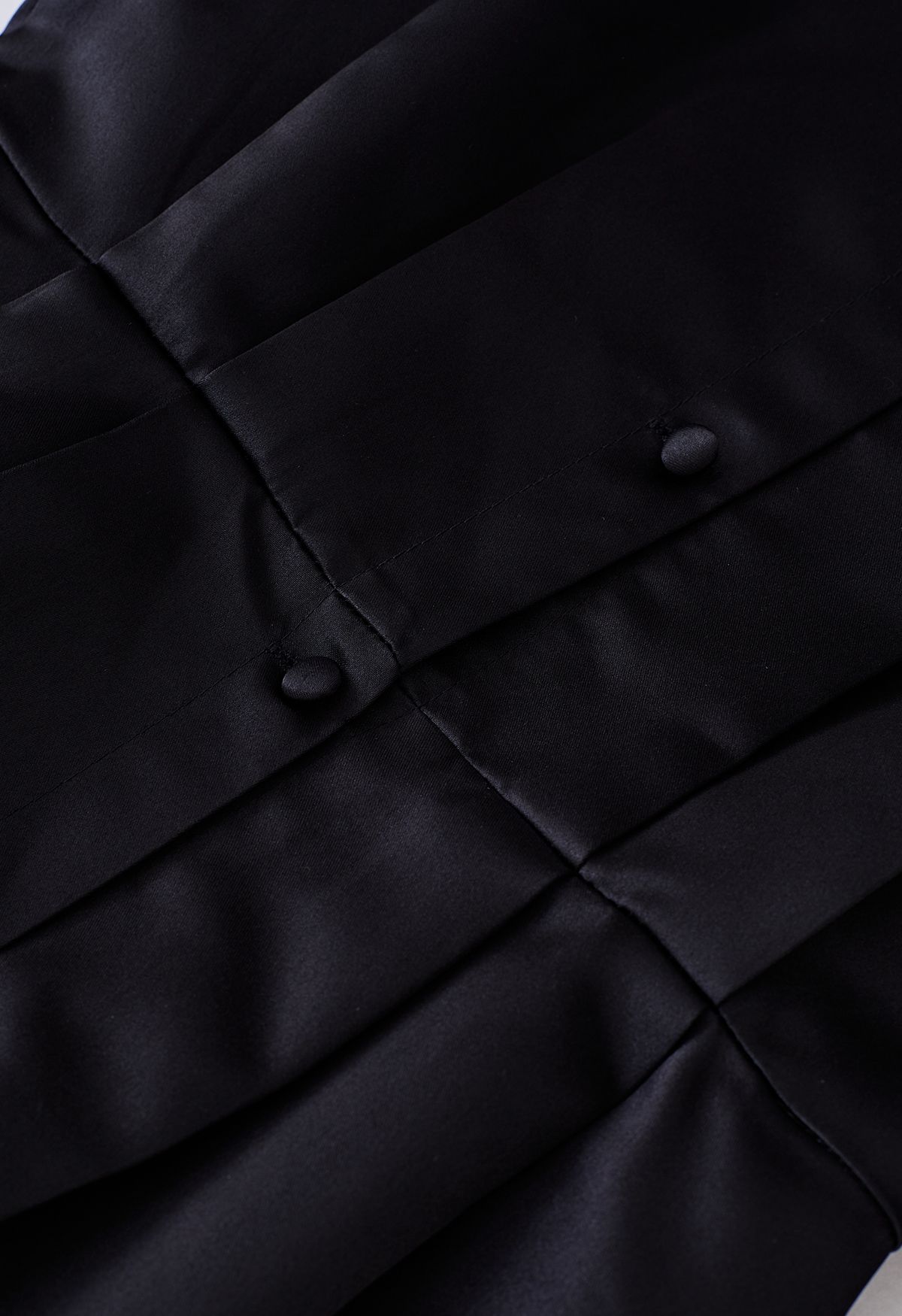Glossy Satin Button Down Midi Dress in Black