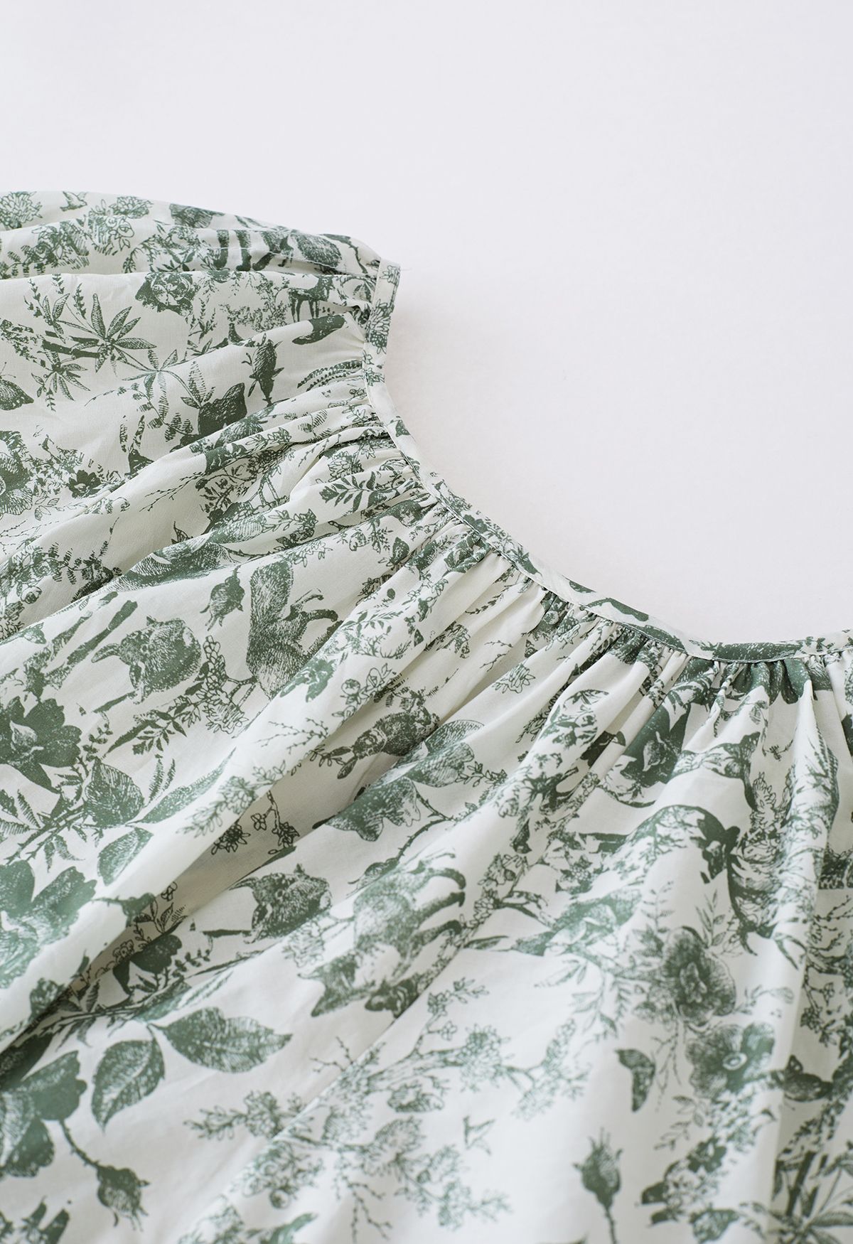 Spring Garden Printed Top and Maxi Skirt Set in Moss Green
