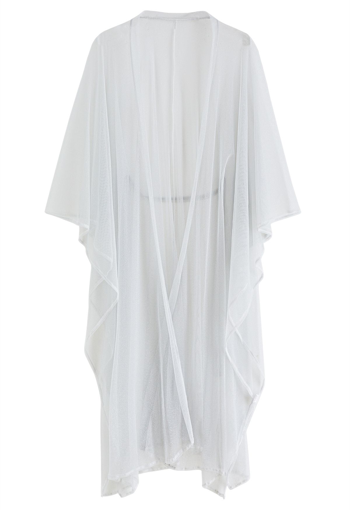 Shimmer Tulle Flare Kimono in White - Retro, Indie and Unique Fashion