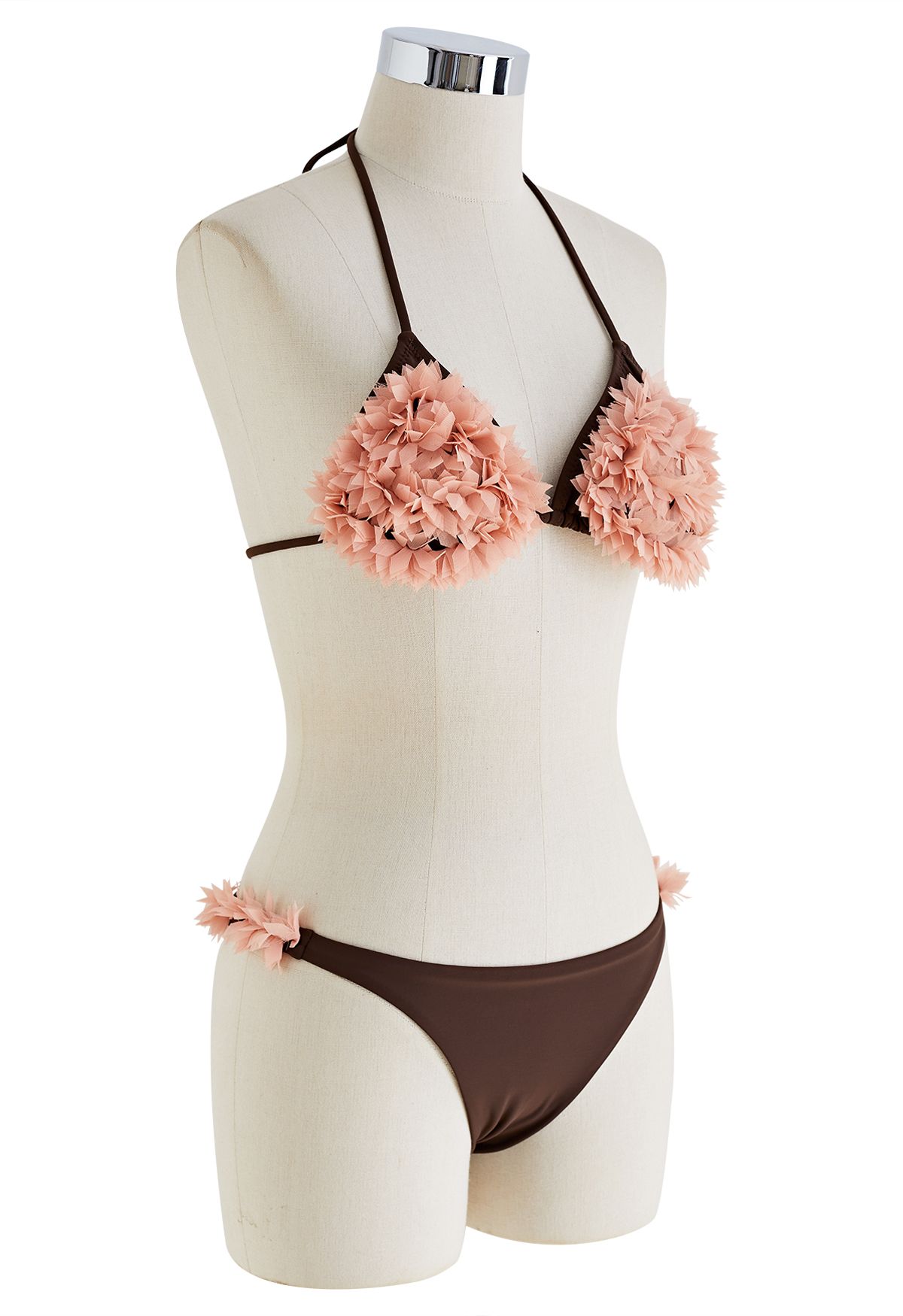 3D Coral Blossom Halter Bikini Set