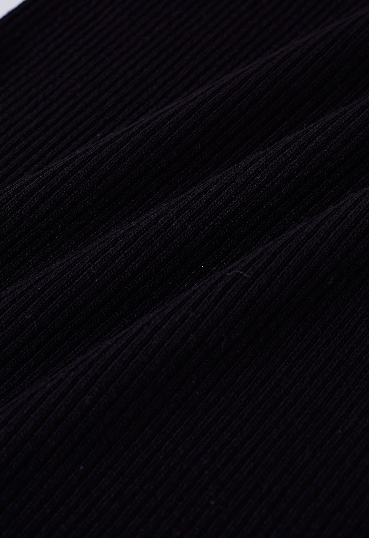 Square Neck Panel Hem Knitted Bodycon Midi Dress in Black