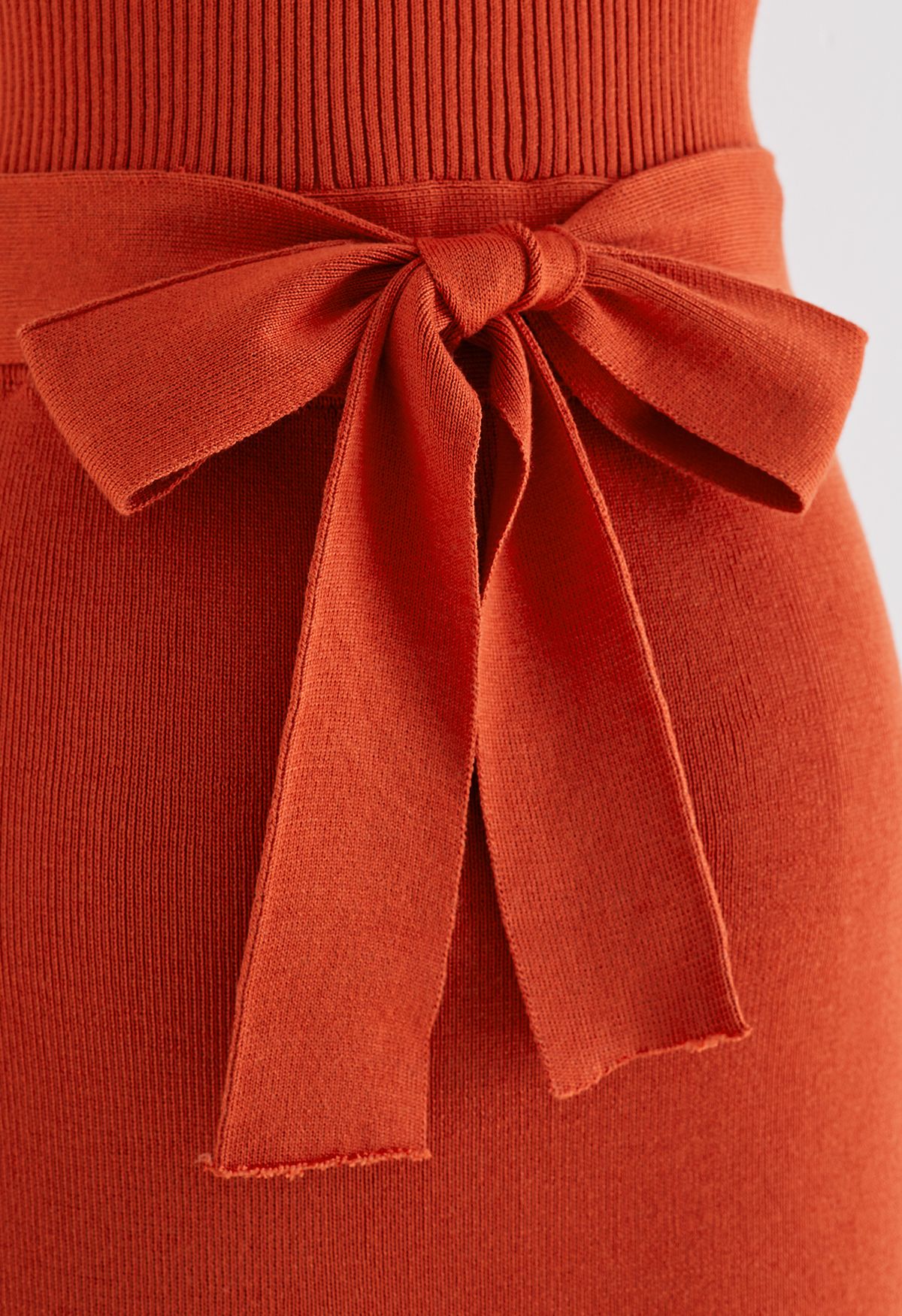 Tie Waist Knit Tank Top in Orange