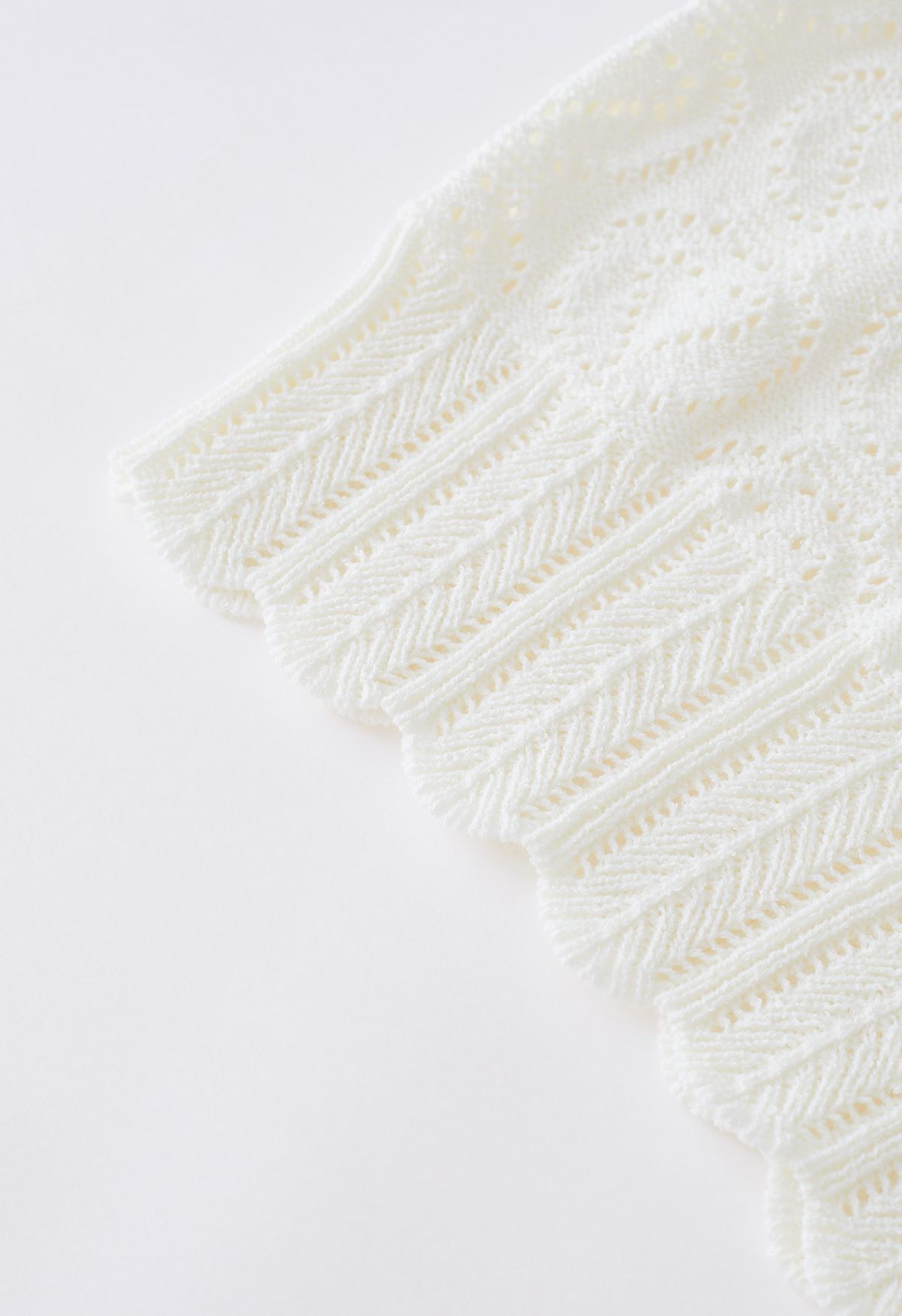 Heart-Shape Pointelle Knit Top in Cream