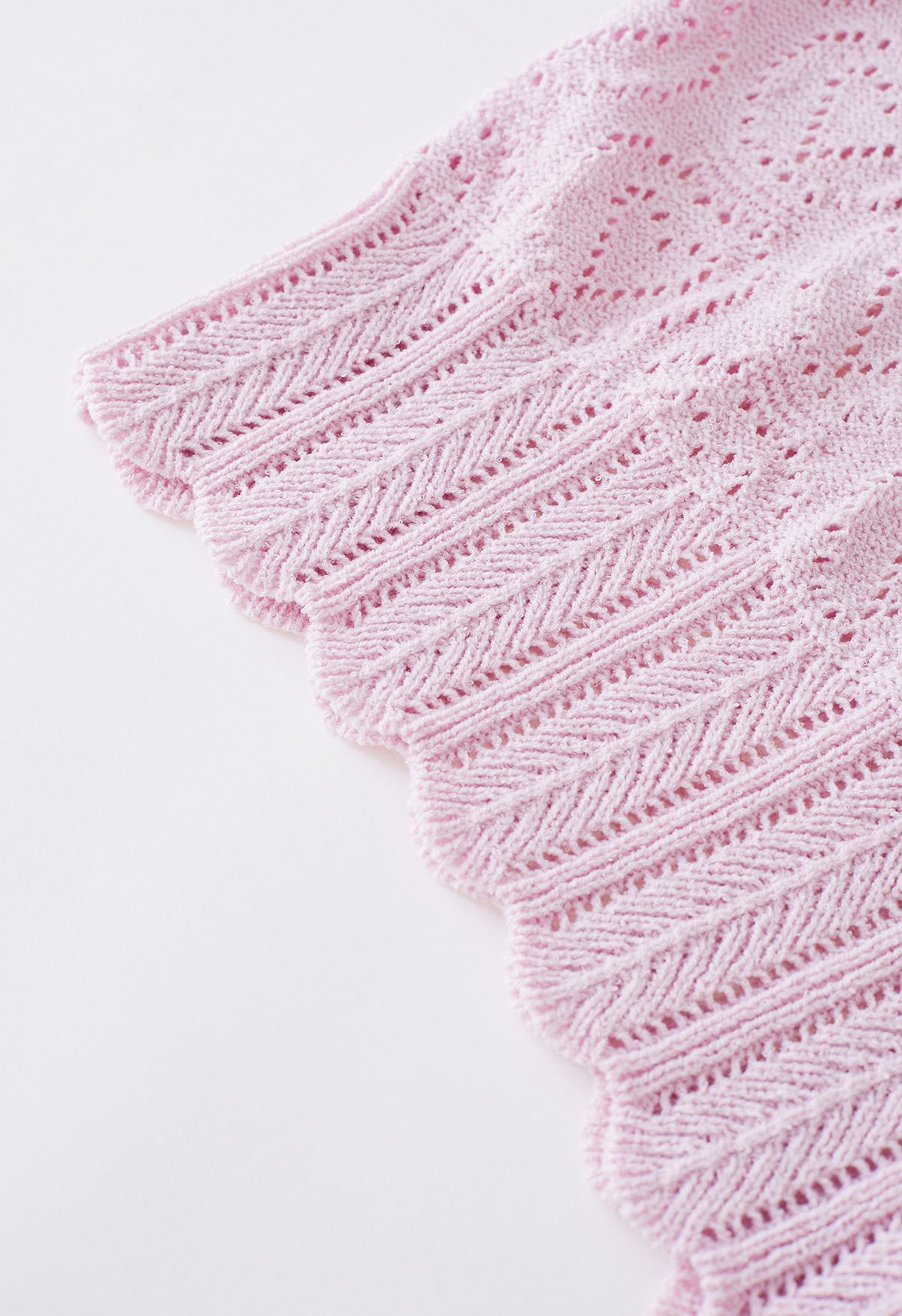 Heart-Shape Pointelle Knit Top in Pink