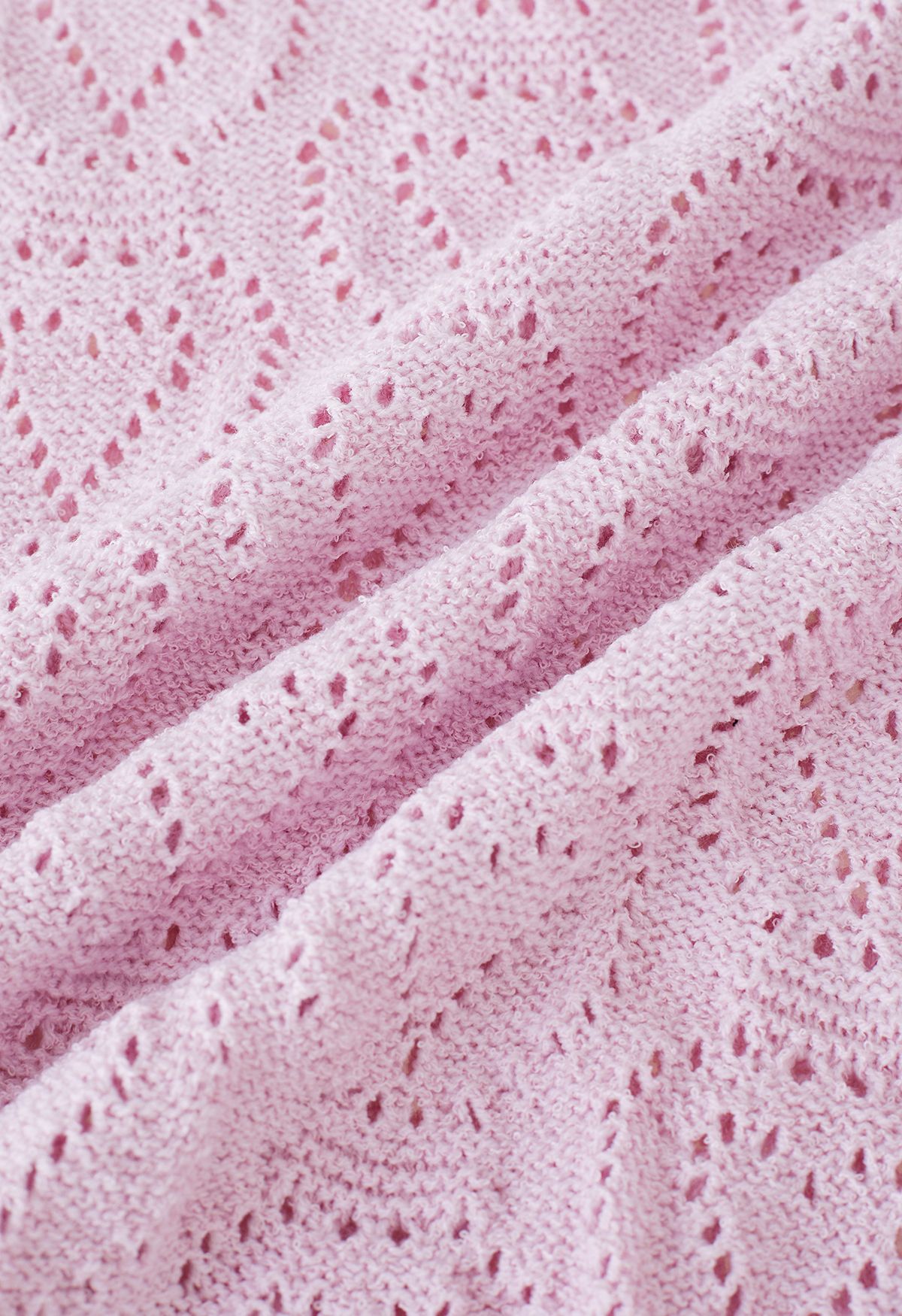 Heart-Shape Pointelle Knit Top in Pink