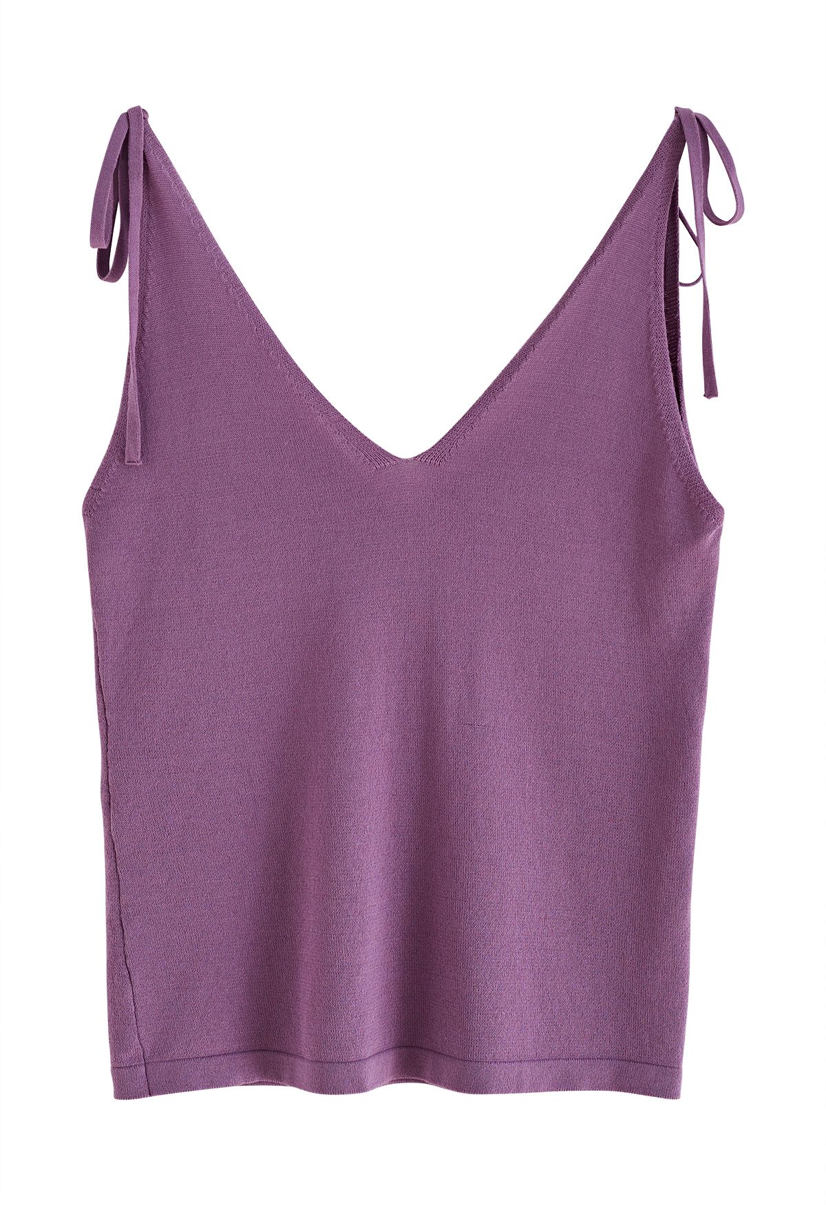Tie-Shoulder V-Neck Tank Top in Purple