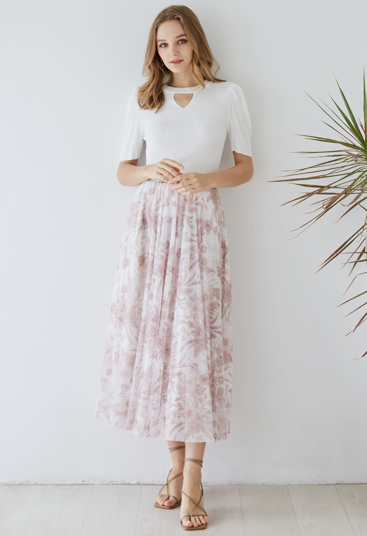 Tranquil Garden Tulle Maxi Skirt in Rust Red