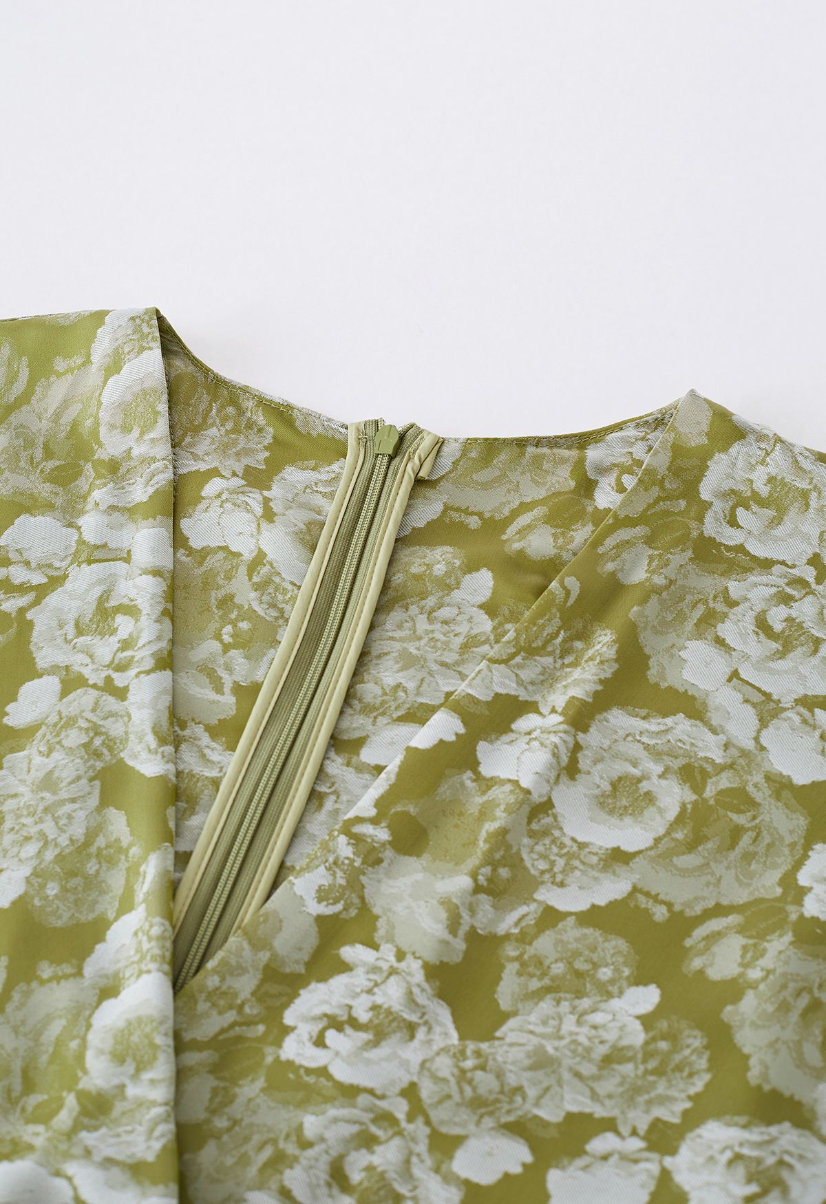 Peony Print Batwing Sleeve Faux-Wrap Dress