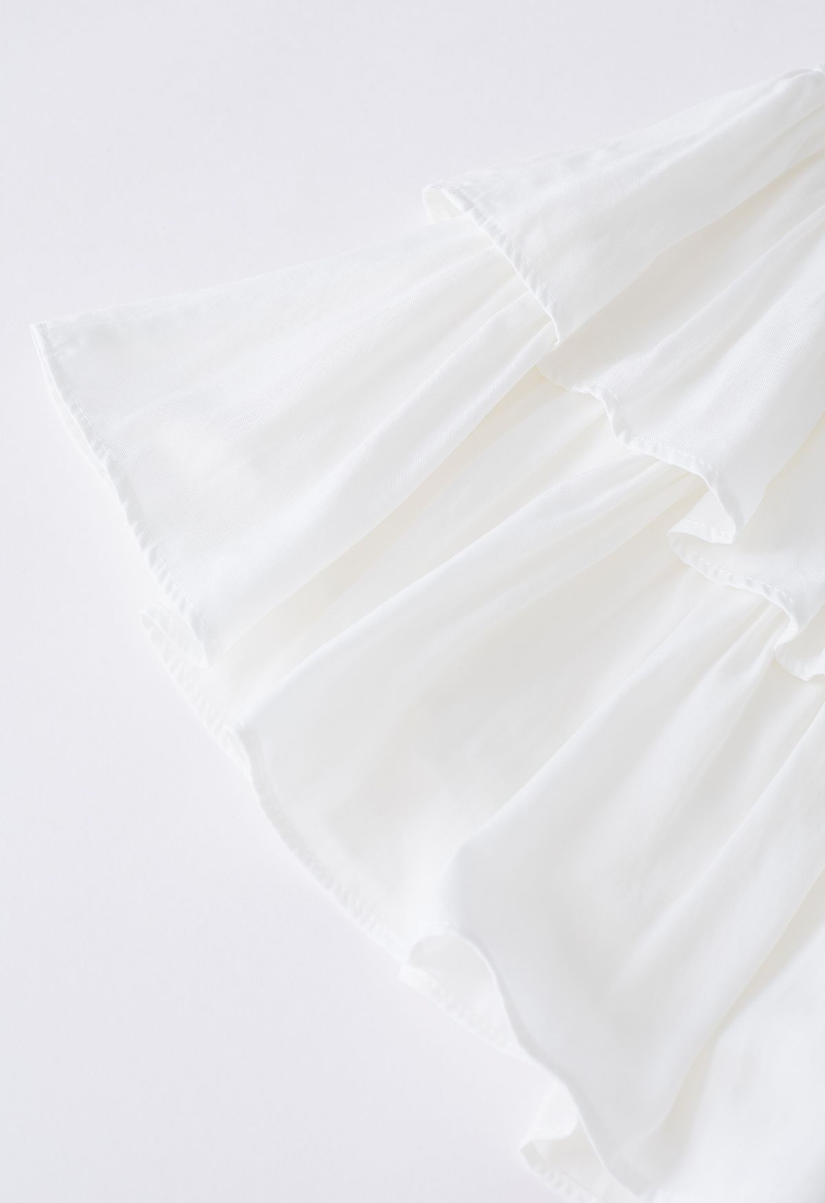 Tiered Ruffle Shirred Waist Mini Skirt in White - Retro, Indie and ...