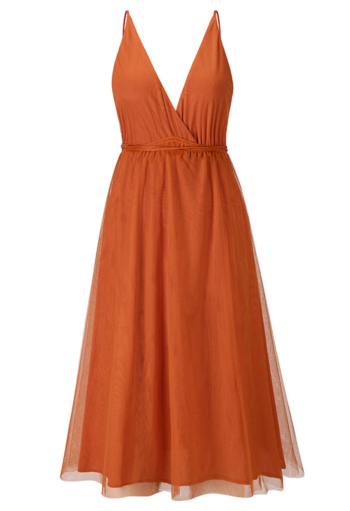Crisscross Open Back Wrap Mesh Tulle Dress in Orange - Retro, Indie and  Unique Fashion