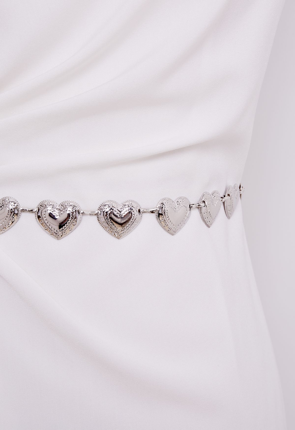 Engraving Silver Heart Chain Belt