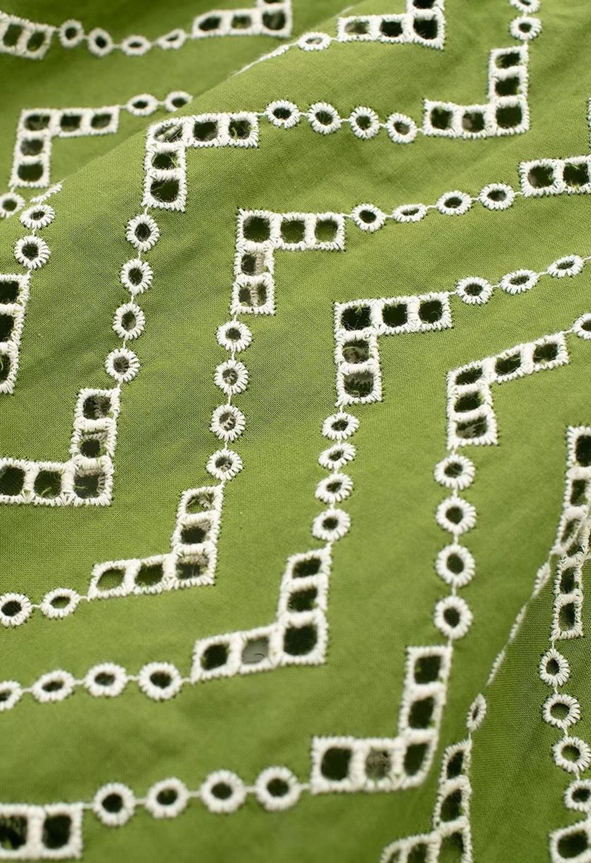 Ruffle V-Neckline Embroidered Sleeveless Dress