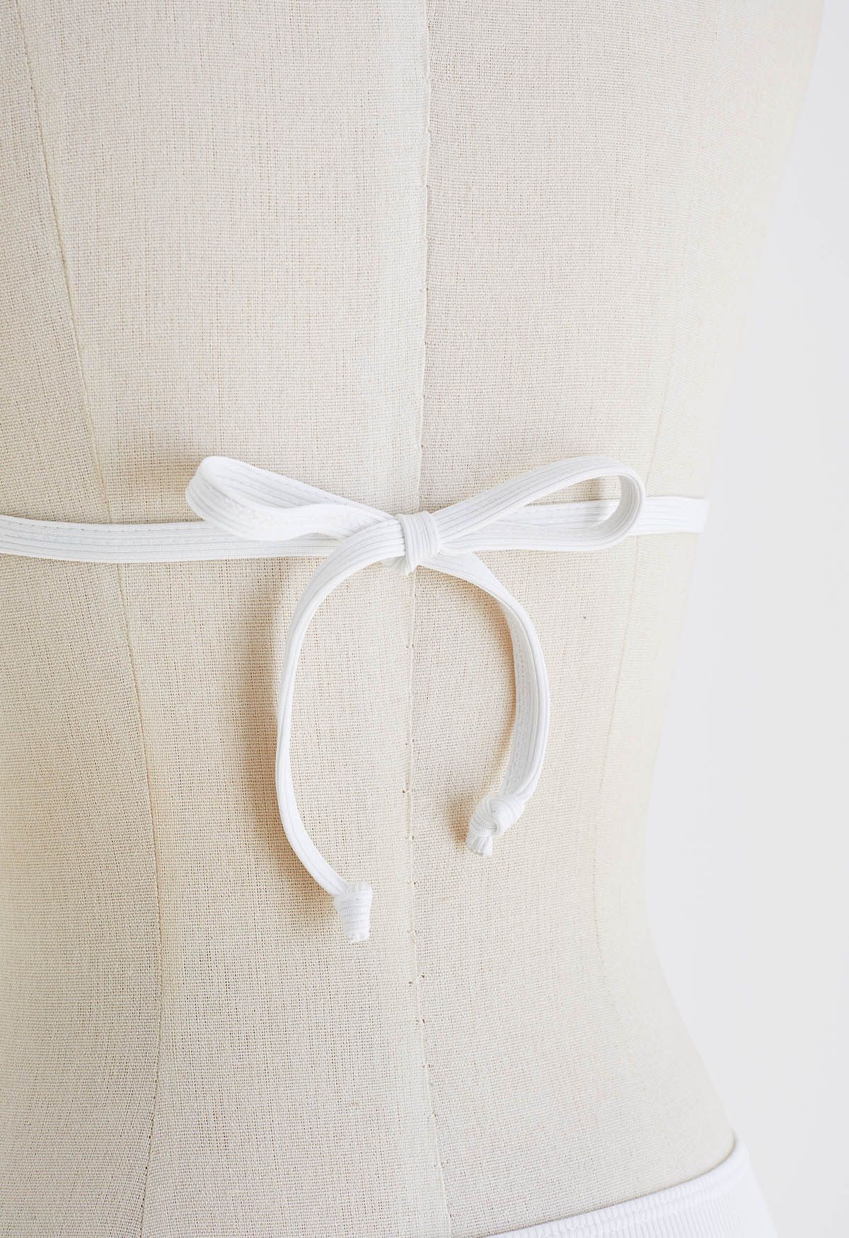 Plain White Tie-String Bikini Set