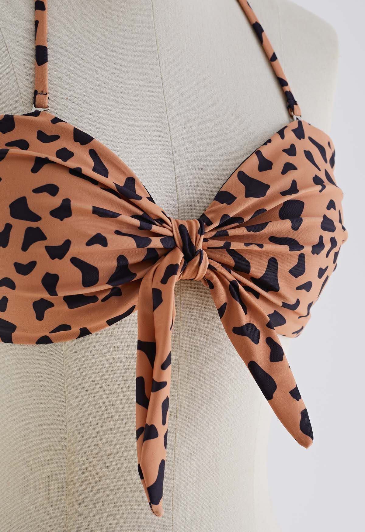 Wild Tiger Print Bowknot Bikini Set