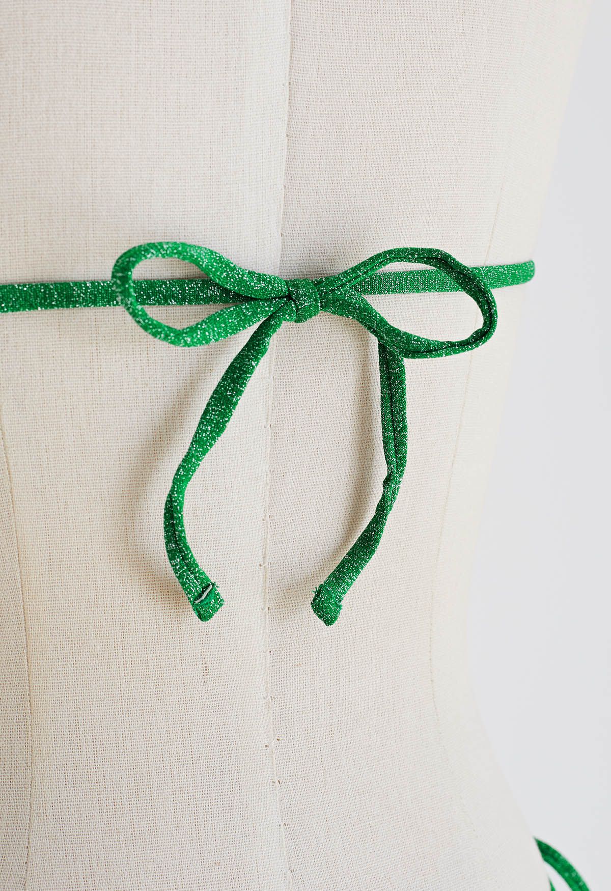 Dazzling Metallic Tie-String Bikini Set in Green