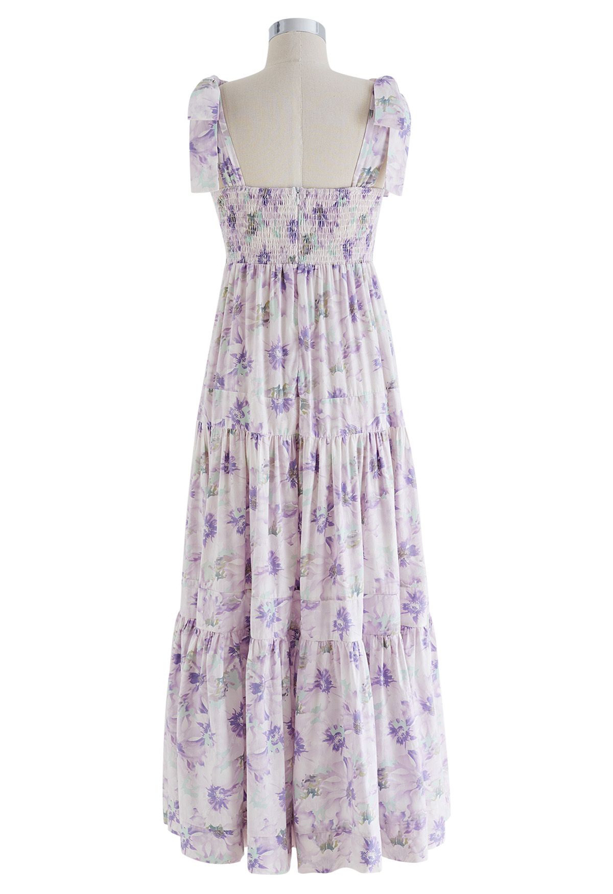 Lilac Blossom Tie-Strap Maxi Dress
