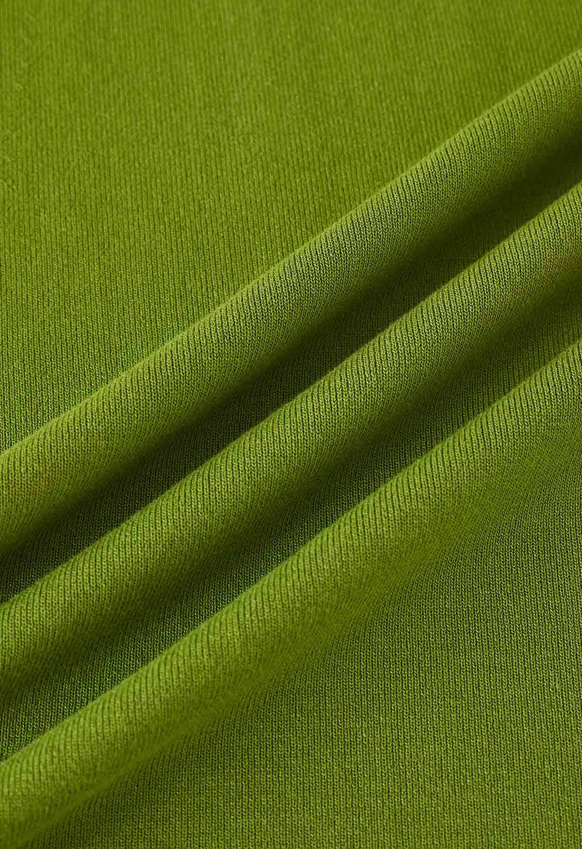 Notch Neckline Bodycon Knit Dress in Lime